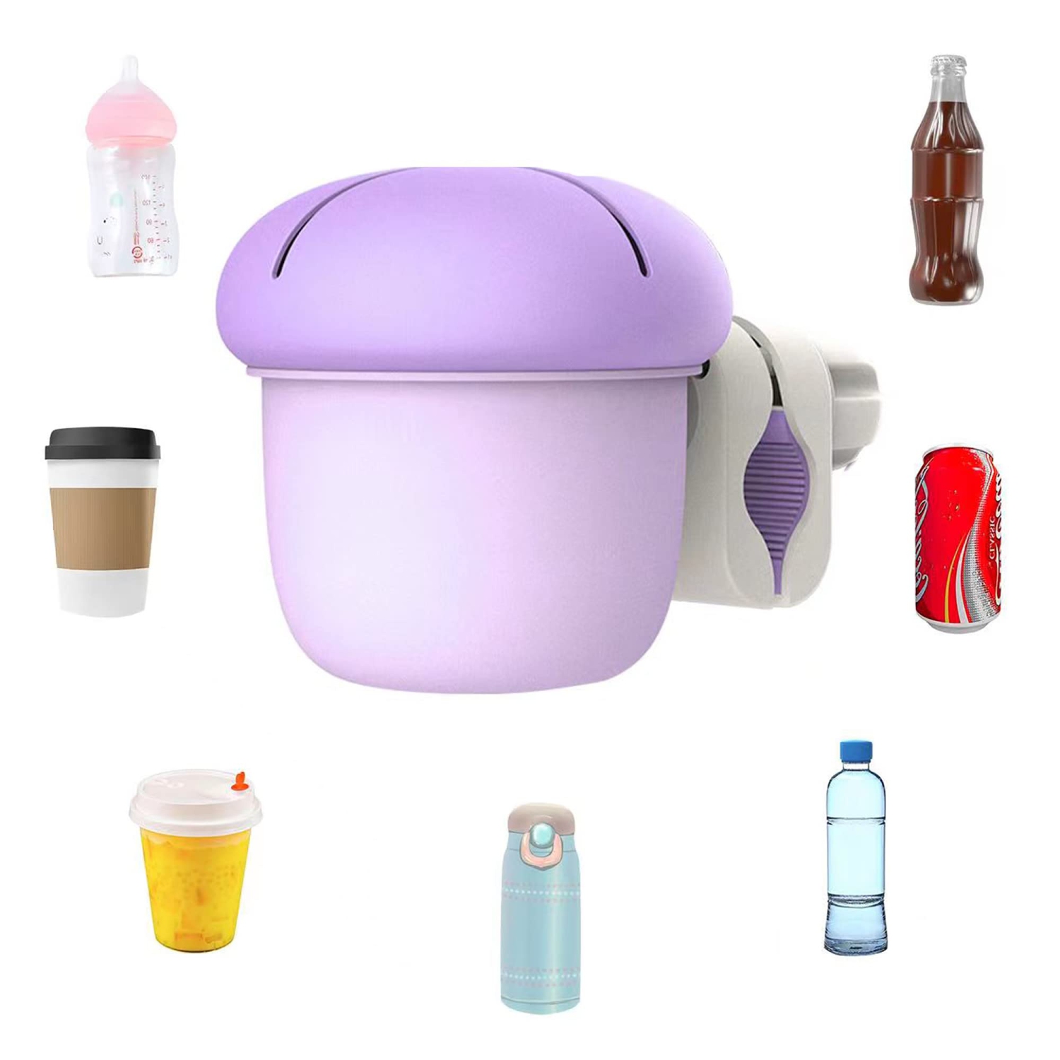 Universal Cup Holder,Mega Strength Adjustable Clamp for Cup Holder for Baby Stroller,Bike,Motorcycle,Wheelchair,Walker,360 Degrees Rotation Drink