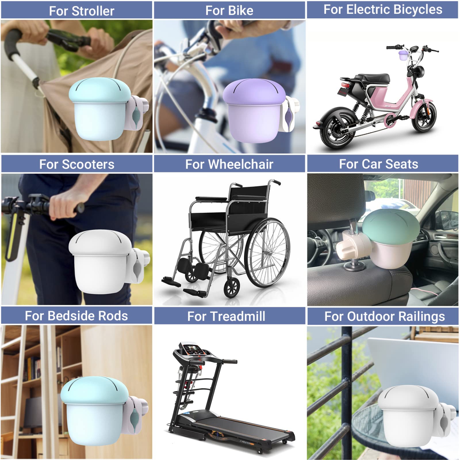 Universal Cup Holder,Mega Strength Adjustable Clamp for Cup Holder for Baby Stroller,Bike,Motorcycle,Wheelchair,Walker,360 Degrees Rotation Drink