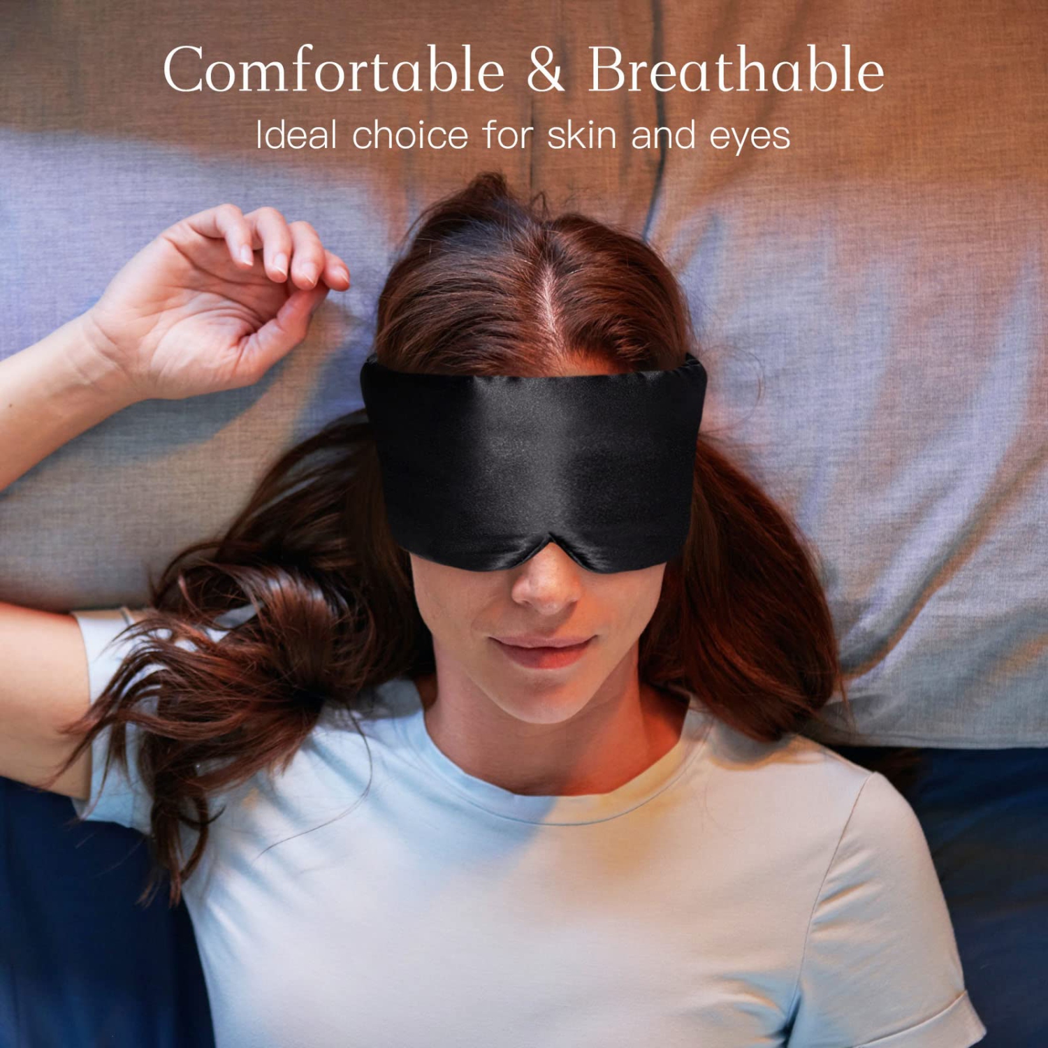 Silk Eye Mask for Women for Men,Sleep Eye Masks,Eye Mask for Sleeping Silk,Blackout Eye Covers Adjustable,Skin Friendly Large Size, Soft