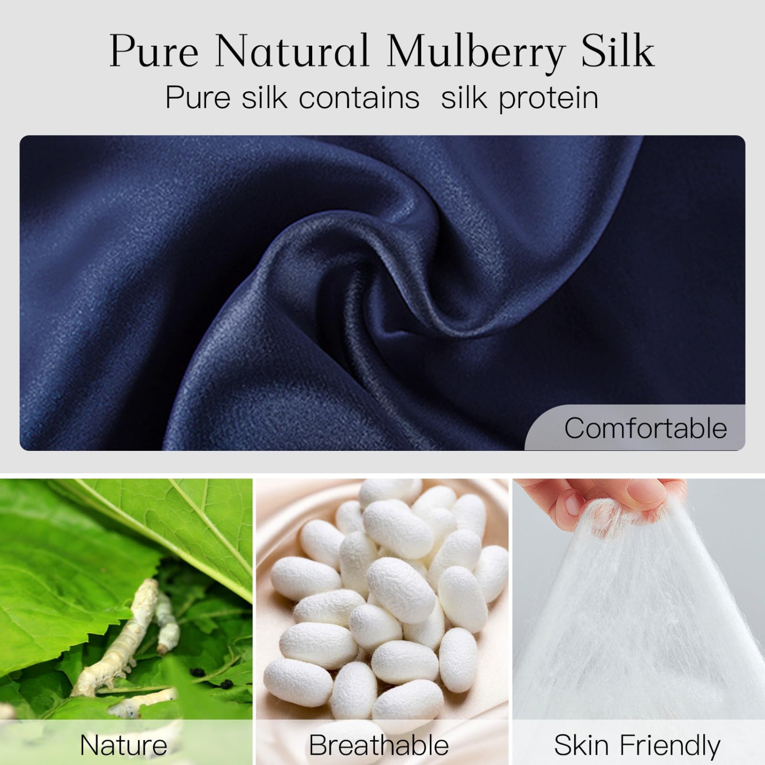 Silk Eye Mask for Women for Men,Sleep Eye Masks,Eye Mask for Sleeping Silk,Blackout Eye Covers Adjustable,Skin Friendly Large Size, Soft