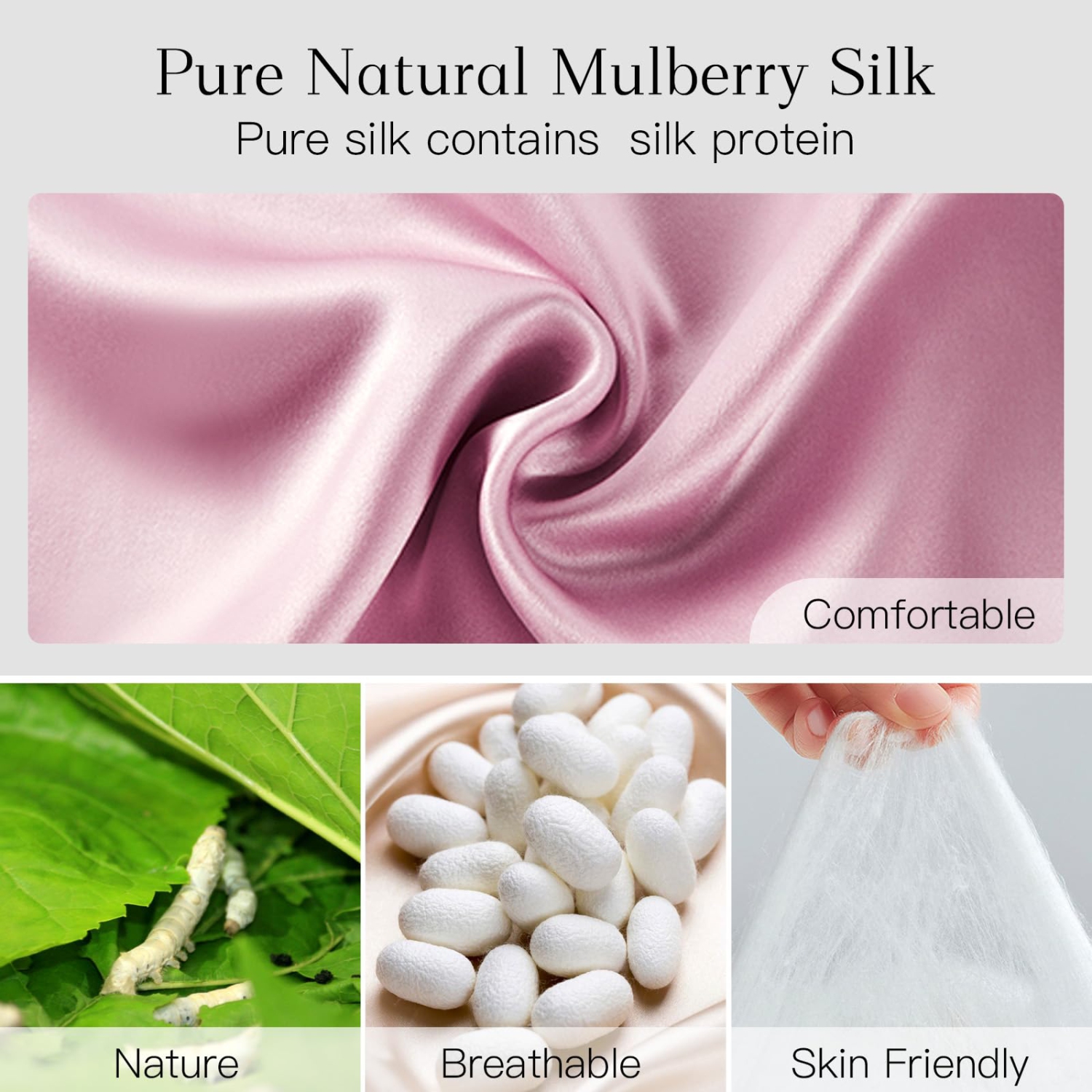 Silk Eye Mask for Women for Men,Sleep Eye Masks,Eye Mask for Sleeping Silk,Blackout Eye Covers Adjustable,Skin Friendly Large Size, Soft