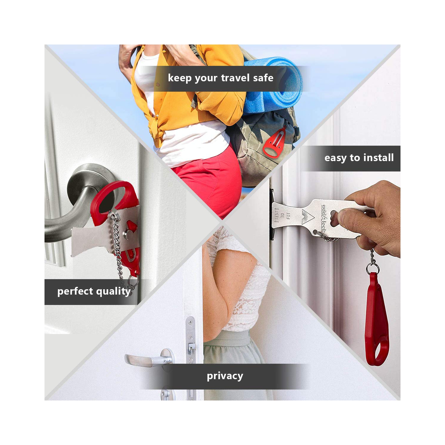 Portable Door Lock for Home and Travel Safety, Travel Lock, Airbnb Lock, Childproof Security Lock, Suitable for Home, Hotel, School, Apartment etc.