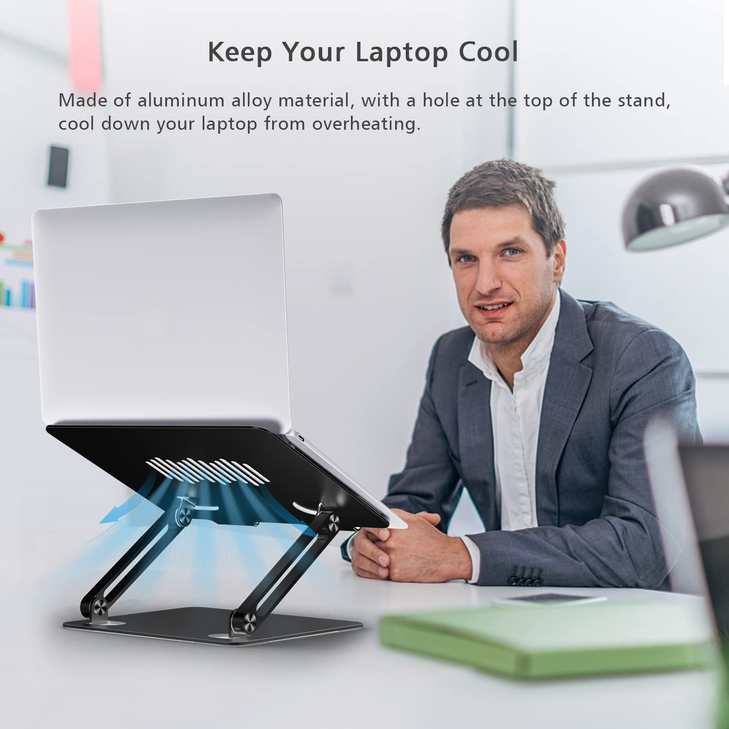 Laptop Stand for Desk, Ergonomic Aluminum Alloy Laptop Holder Adjustable Height Computer Stand Notebook Riser Compatible with MacBook Pro Air, Dell,