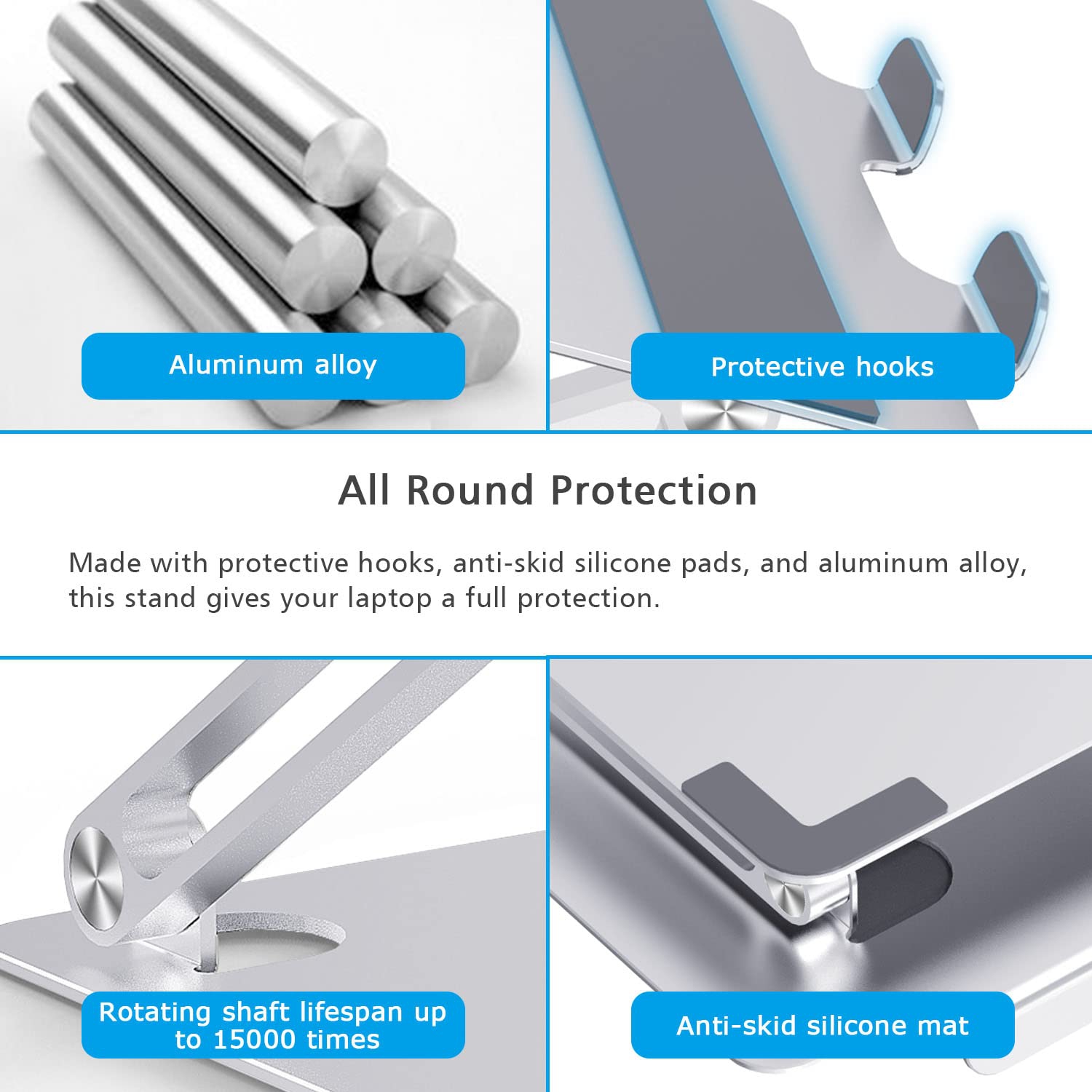 Laptop Stand for Desk, Ergonomic Aluminum Alloy Laptop Holder Adjustable Height Computer Stand Notebook Riser Compatible with MacBook Pro Air, Dell,