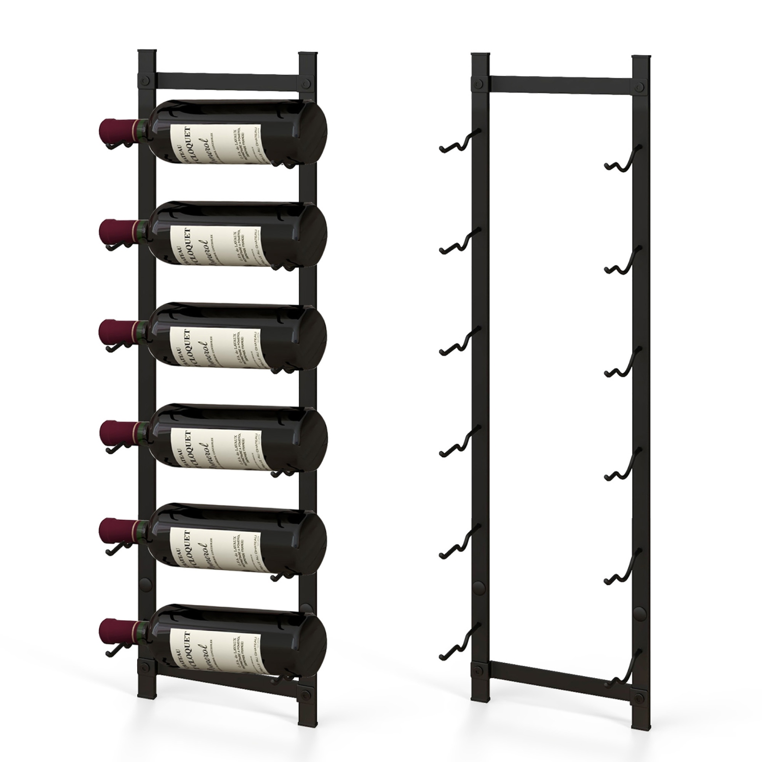 Gymax 6 Bottles Wall Mounted Wine Rack Metal Wine Display Holder Organizer