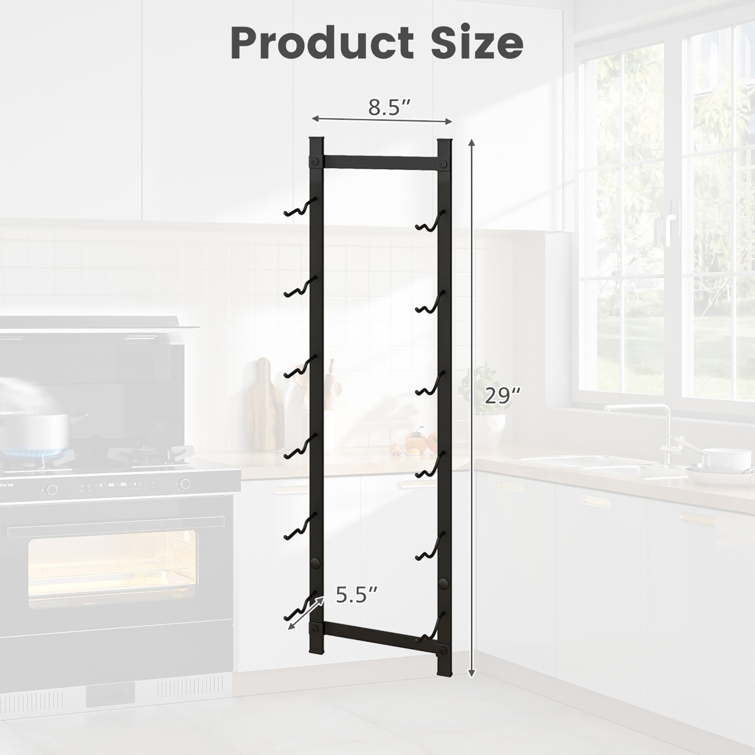 Gymax 6 Bottles Wall Mounted Wine Rack Metal Wine Display Holder Organizer