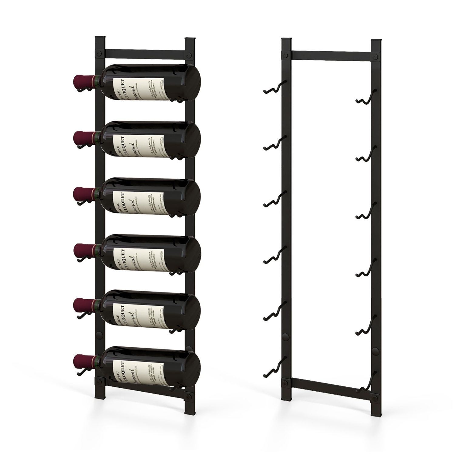 Gymax 6 Bottles Wall Mounted Wine Rack Metal Wine Display Holder Organizer