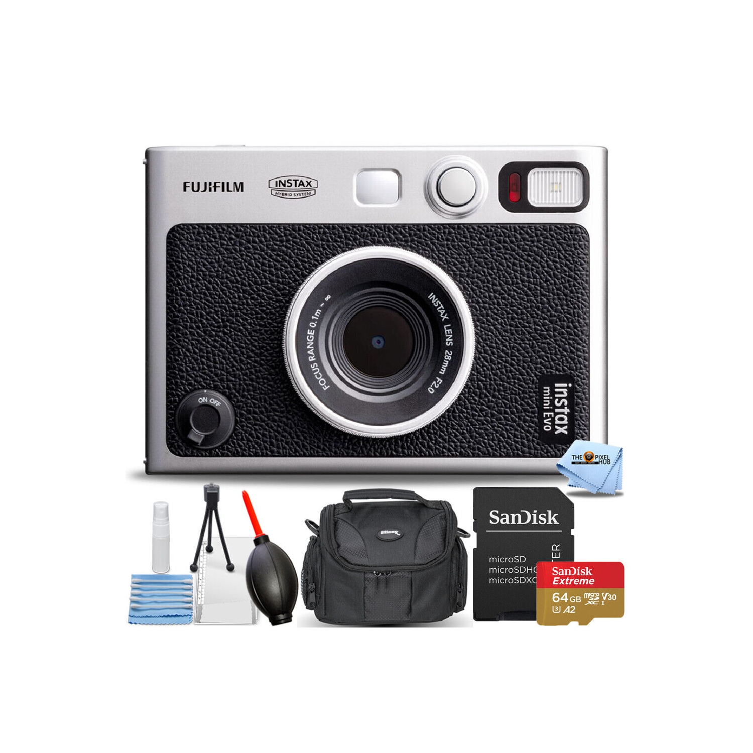 FUJIFILM INSTAX MINI EVO Hybrid Instant Camera 16745183 - 6PC Accessory Bundle