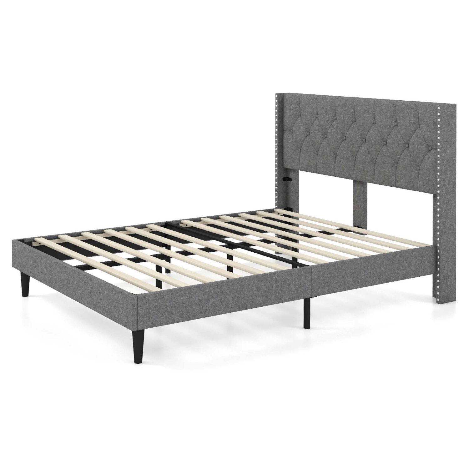 Base de matelas capitonnée pour lit double/grand lit plateforme recouvert de Costway