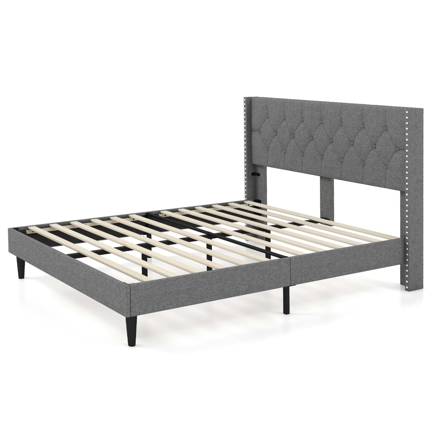 Base de matelas capitonnée pour lit double/grand lit plateforme recouvert de Costway