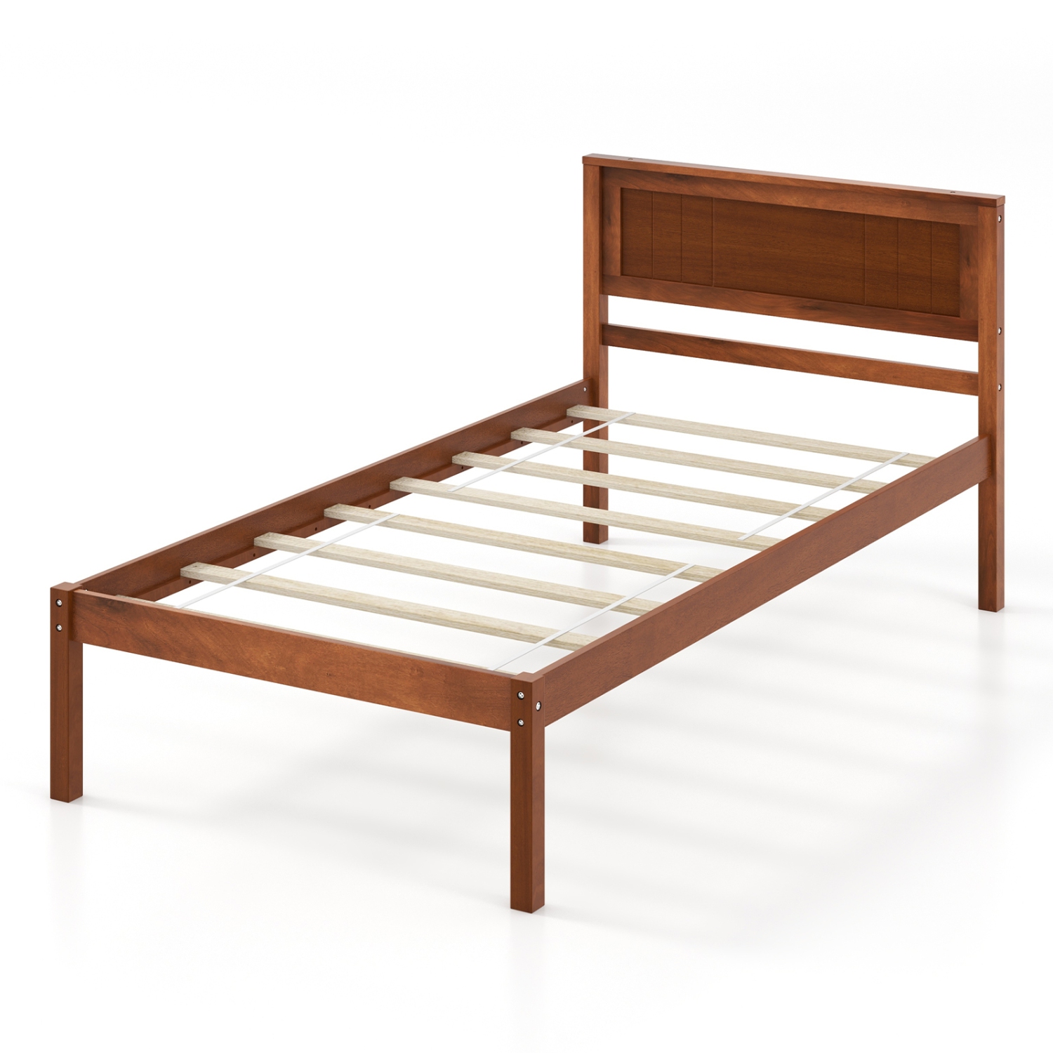 Costway Full/Queen/Twin Size Wooden Platform Bed Frame with Headboard Mattress Foundation Walnut