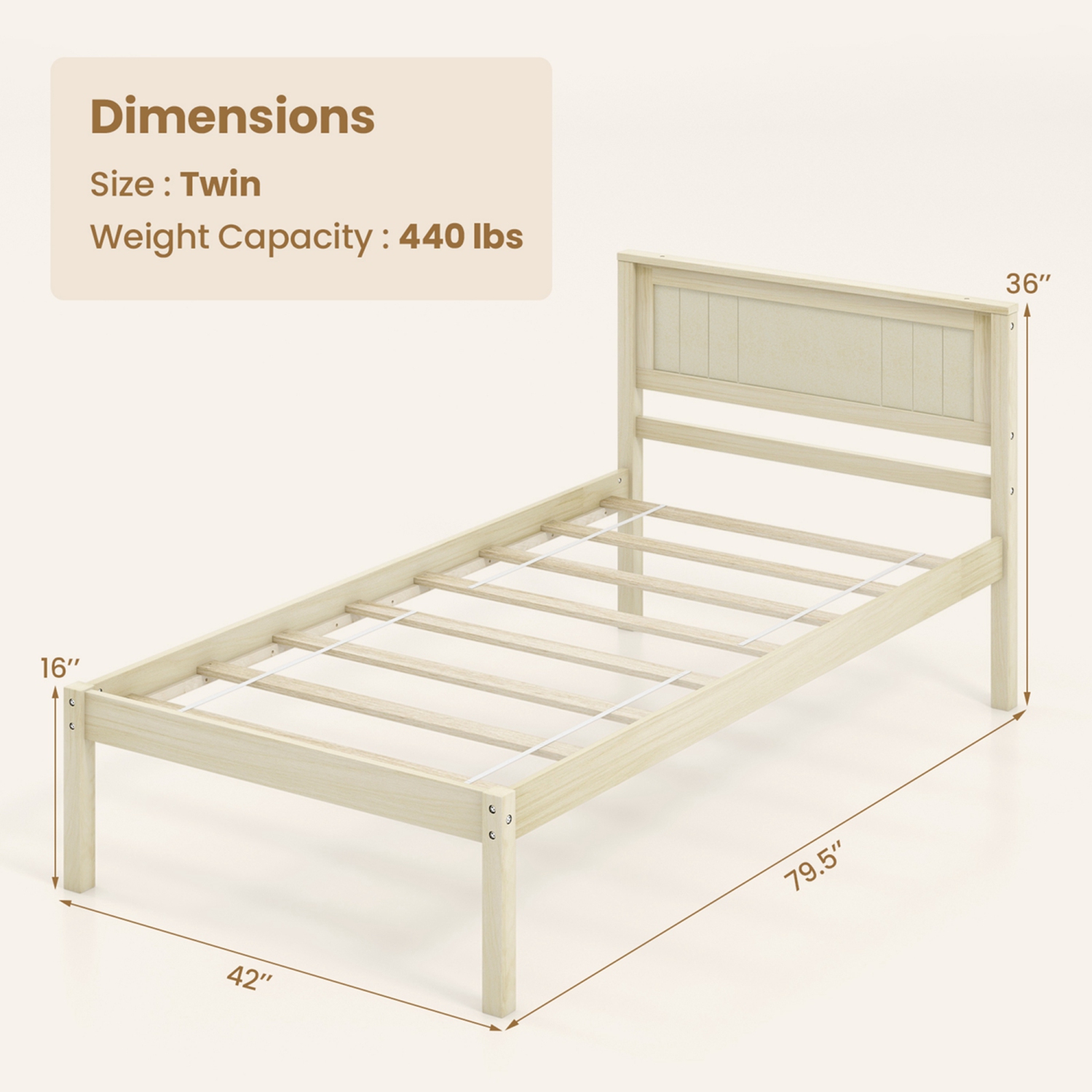 Costway Full/Queen/Twin Size Wooden Platform Bed Frame with Headboard Mattress Foundation Natural
