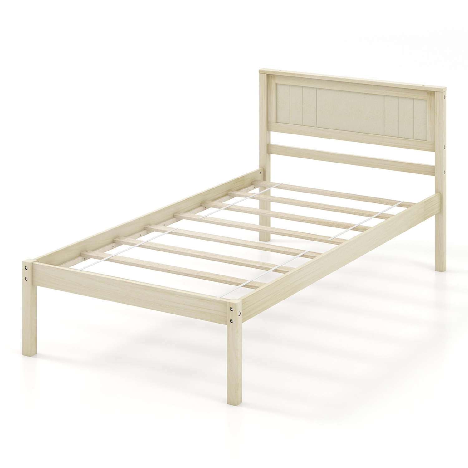 Costway Full/Queen/Twin Size Wooden Platform Bed Frame with Headboard Mattress Foundation Natural