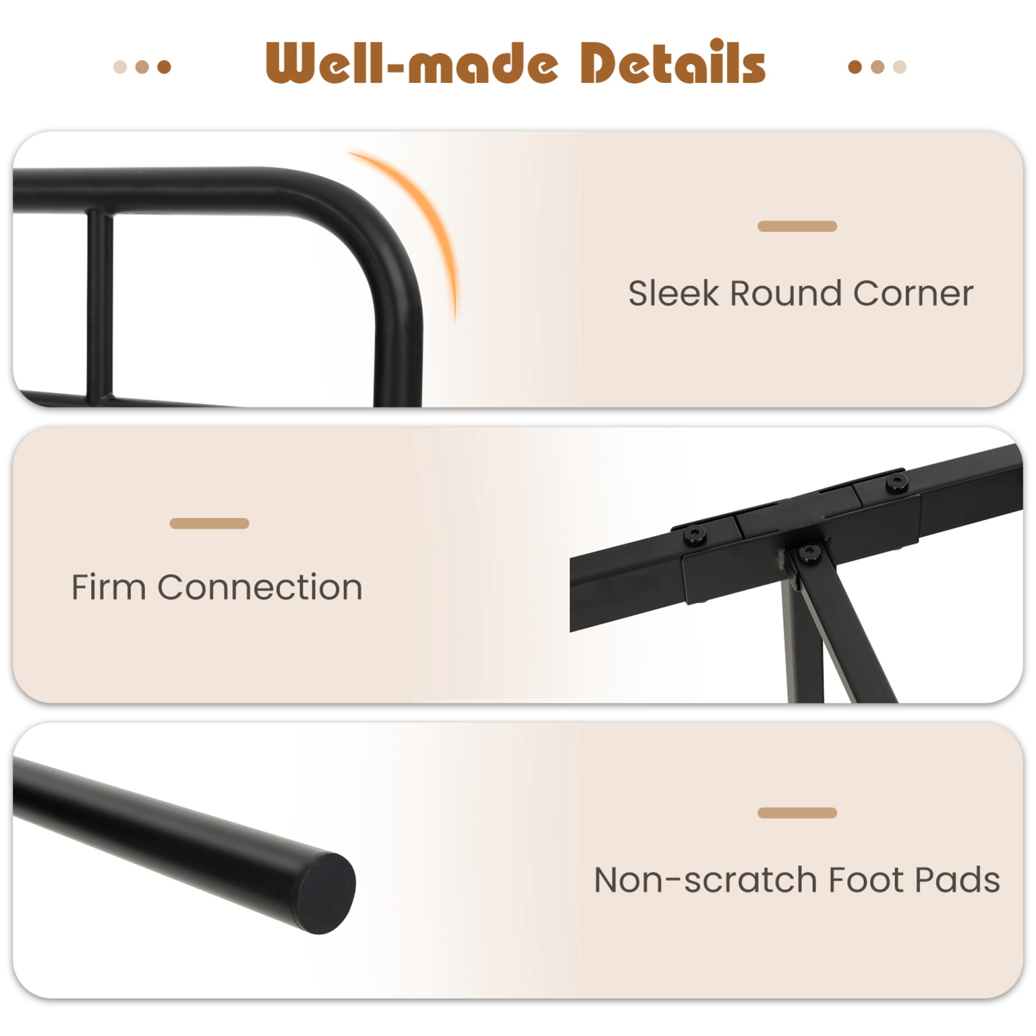 Costway Metal Platform Bed Frame Industrial Headboard Mattress Foundation