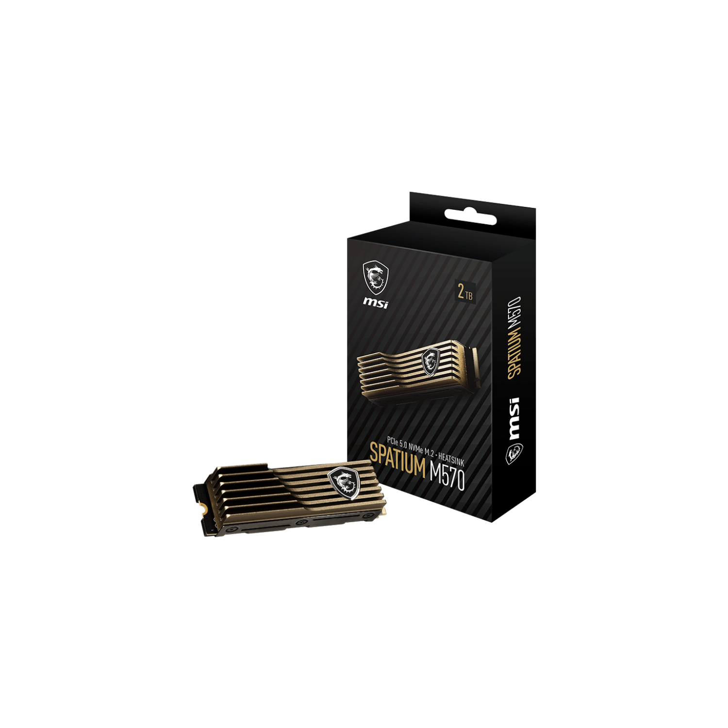 MSI 2TB PCIe Gen5x4, NVMe 2.0 Internal Gaming SSD with Heatsink, Read/Write up to 10,000MB/s 3D NAND up to 1400 TBW, 5 years Warranty, SPATIUM M570