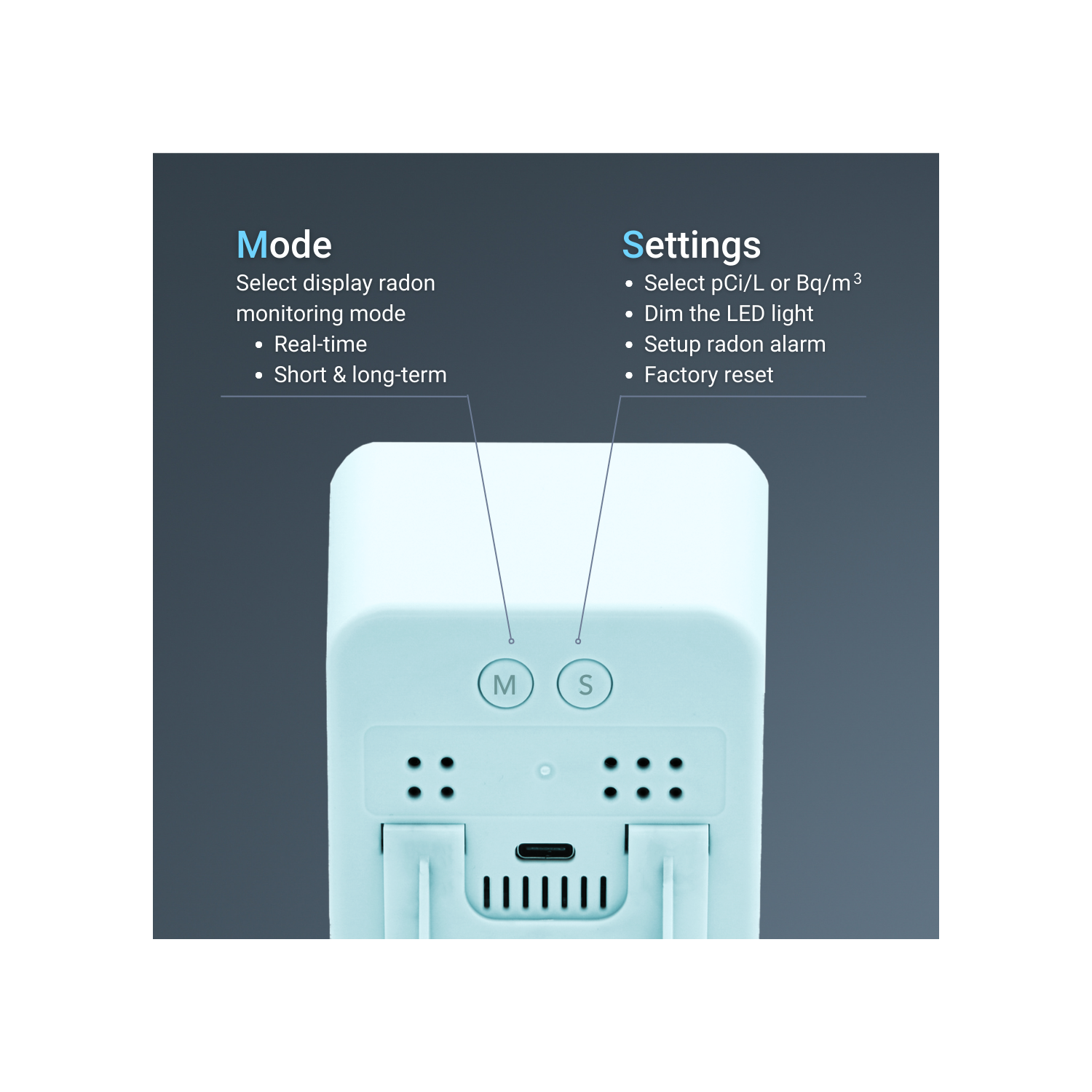 EcoSense EB100B EcoBlu, détecteur de radon domestique, capture et affiche des résultats toutes les 10 minutes, surveillance continue à court et à