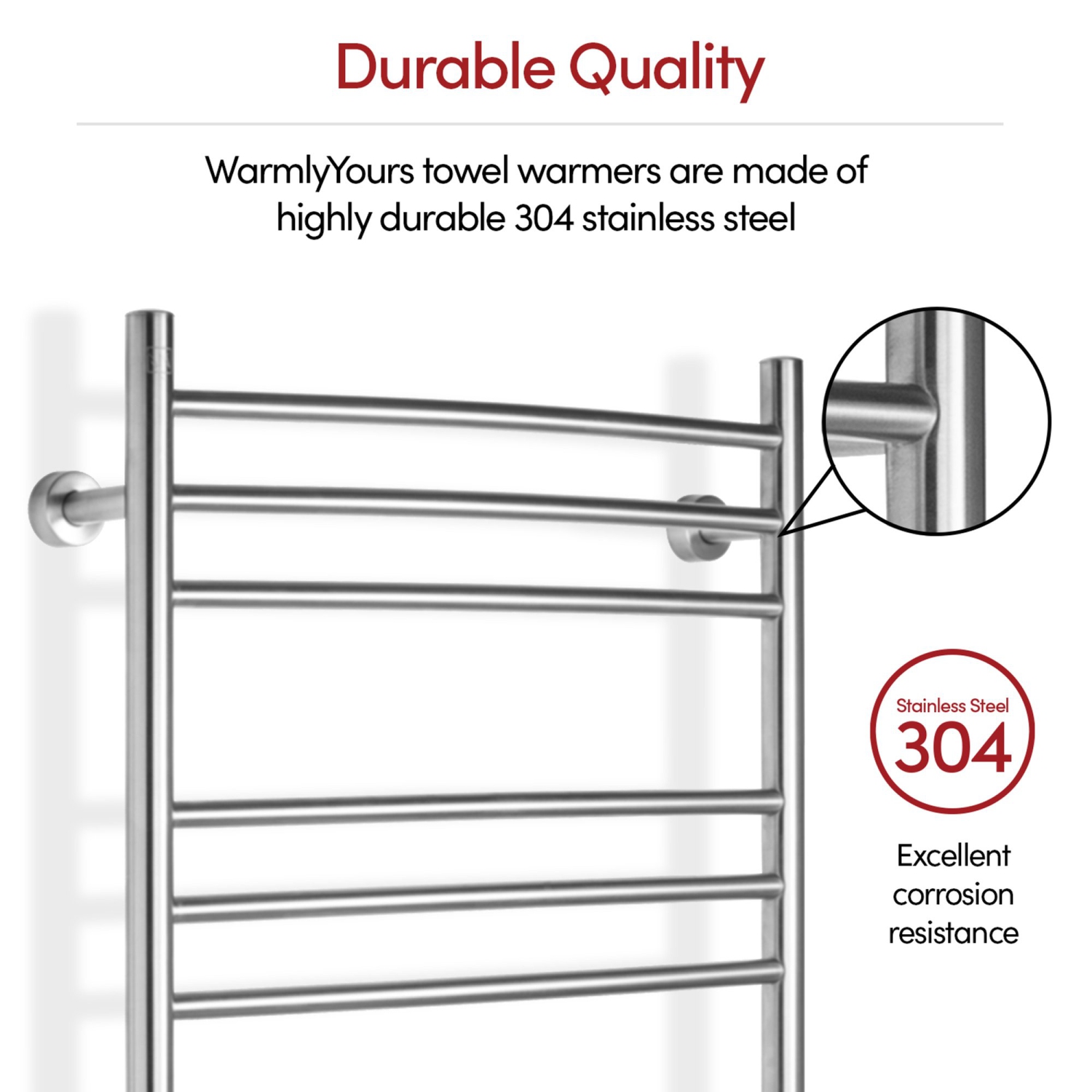 WarmlyYours Riviera Electric Towel Warmer 24"W x 32"H x 6.1"D, Brushed, Hardwired or Plug-in