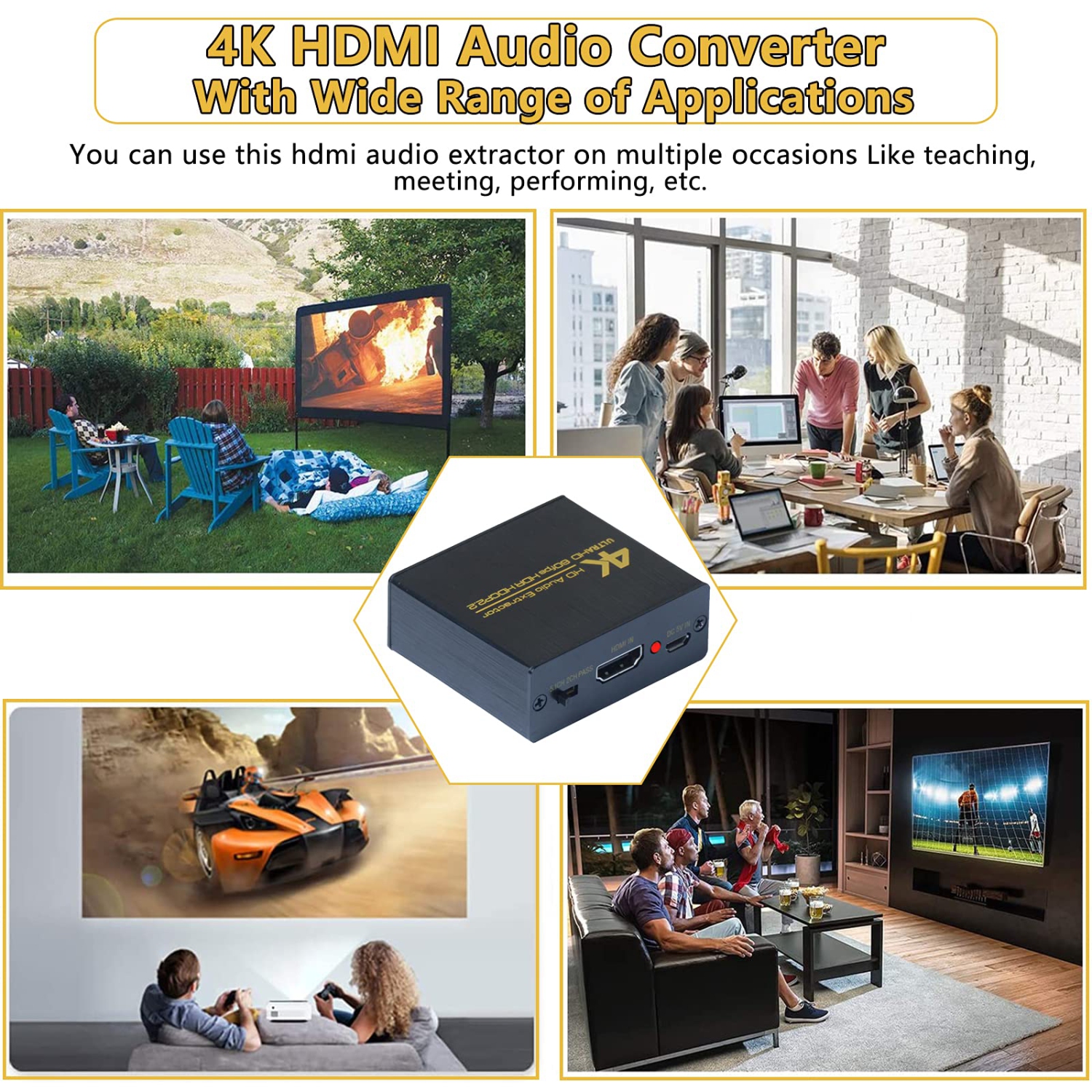 HDMI Audio Extractor 4K 60Hz HDMI Audio répartiteur audio séparateur numérique HDMI optique + analogique 3,5&nbsp;mm répartiteur audio stéréo pour