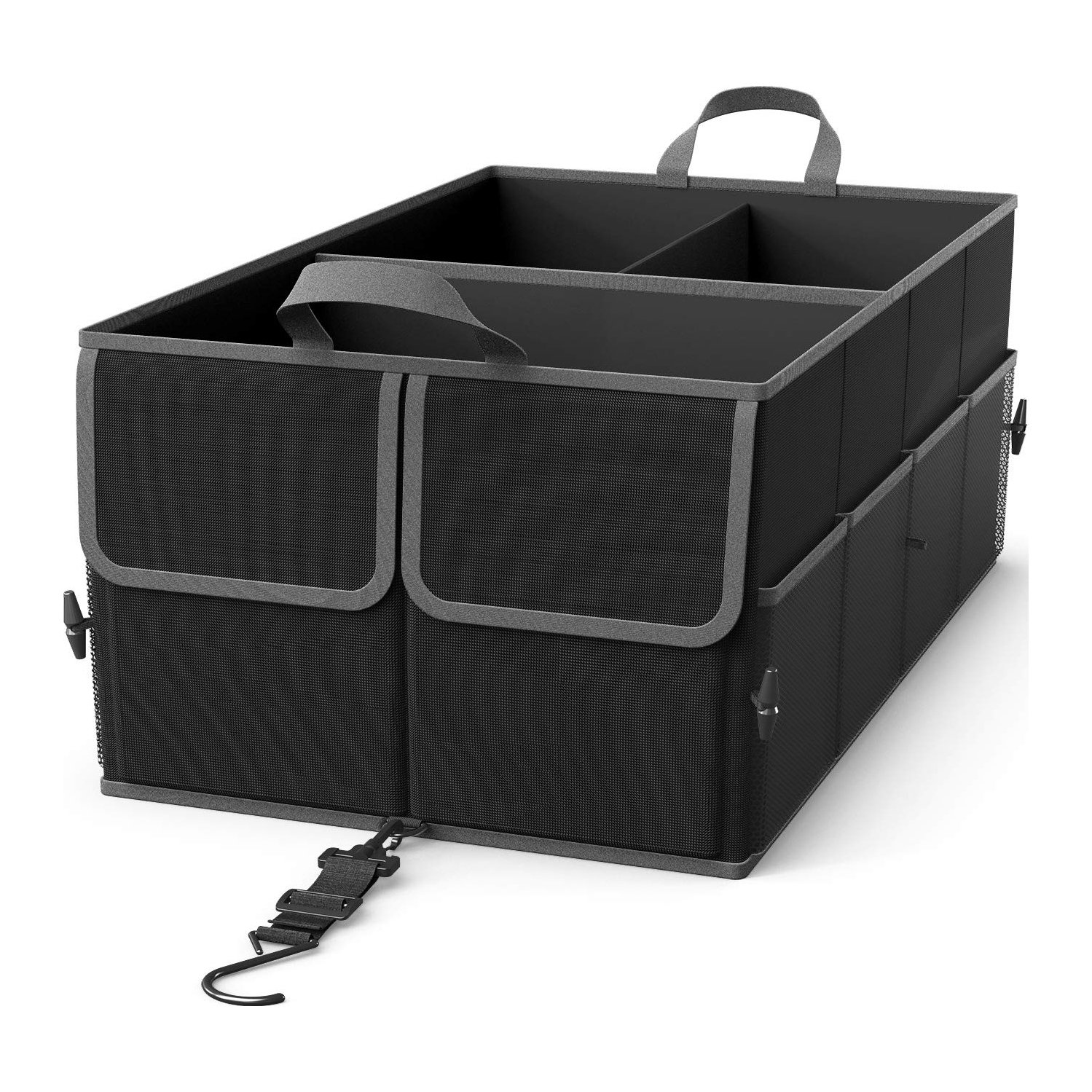 3-Compartment Auto Trunk Cargo Organizer, Black