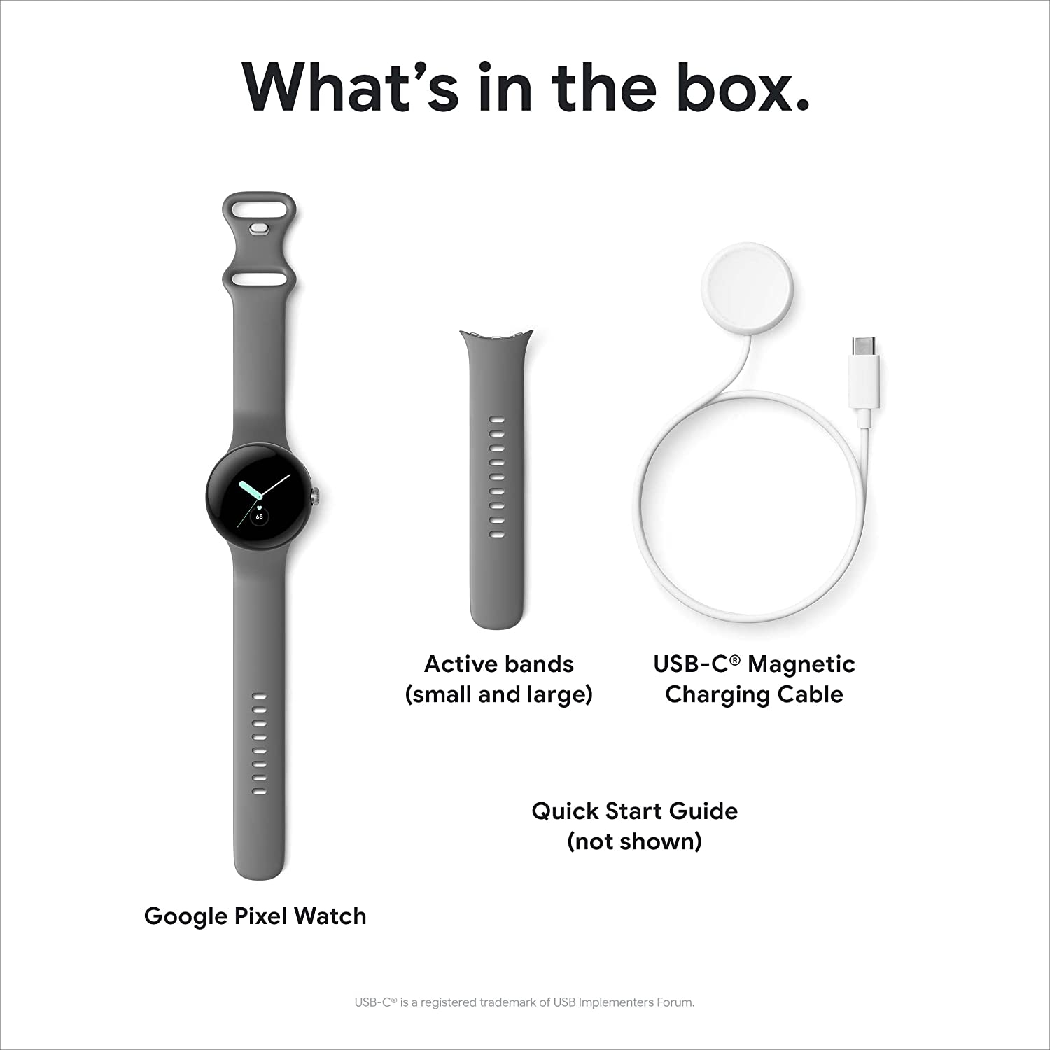 Google Pixel Watch, Polished Silver Stainless Steel Case, Active