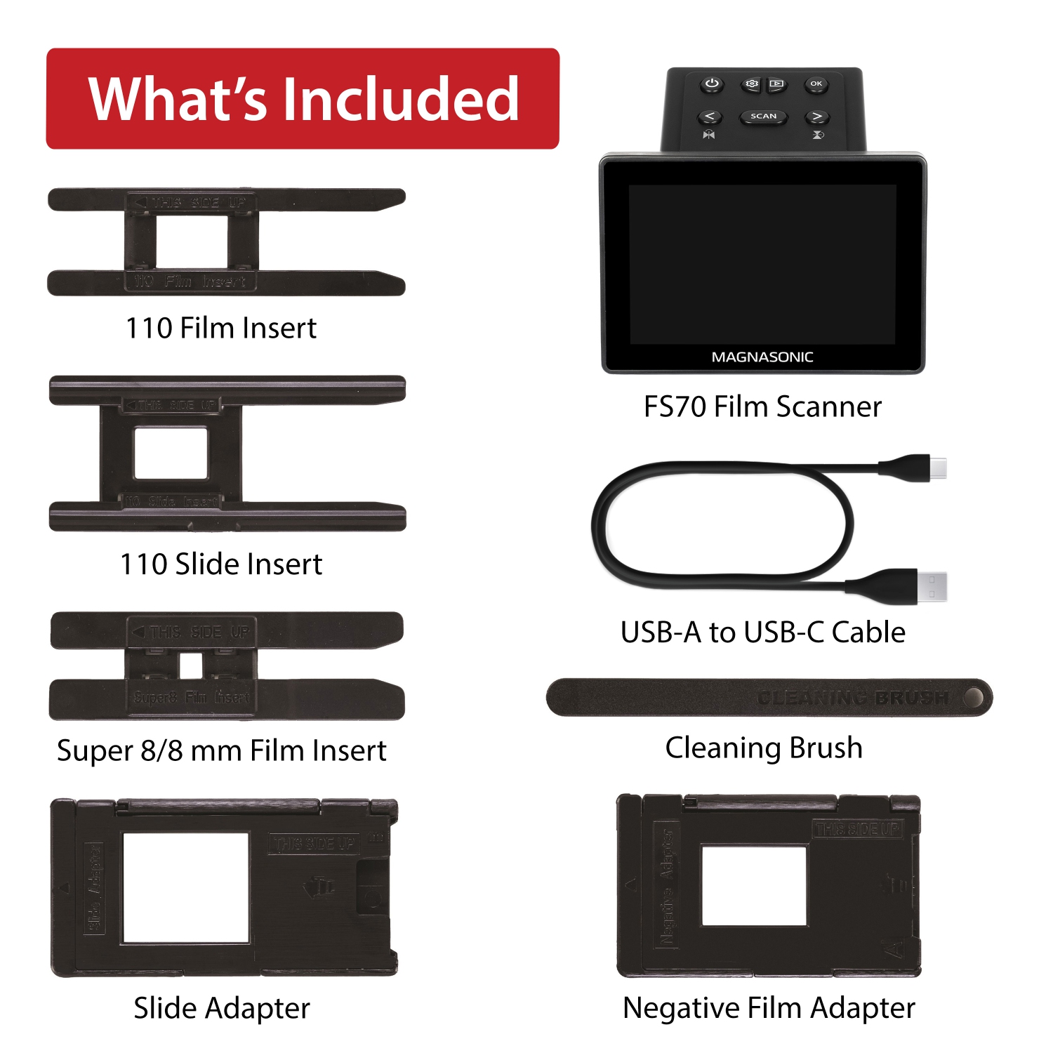 Numériseur de pellicule tout-en-un 25MP de Magnasonic; Grand écran de 5 po; HDMI; convertit les pellicules 35&nbsp;mm/126/110/SUPER 8 et 135/126/110