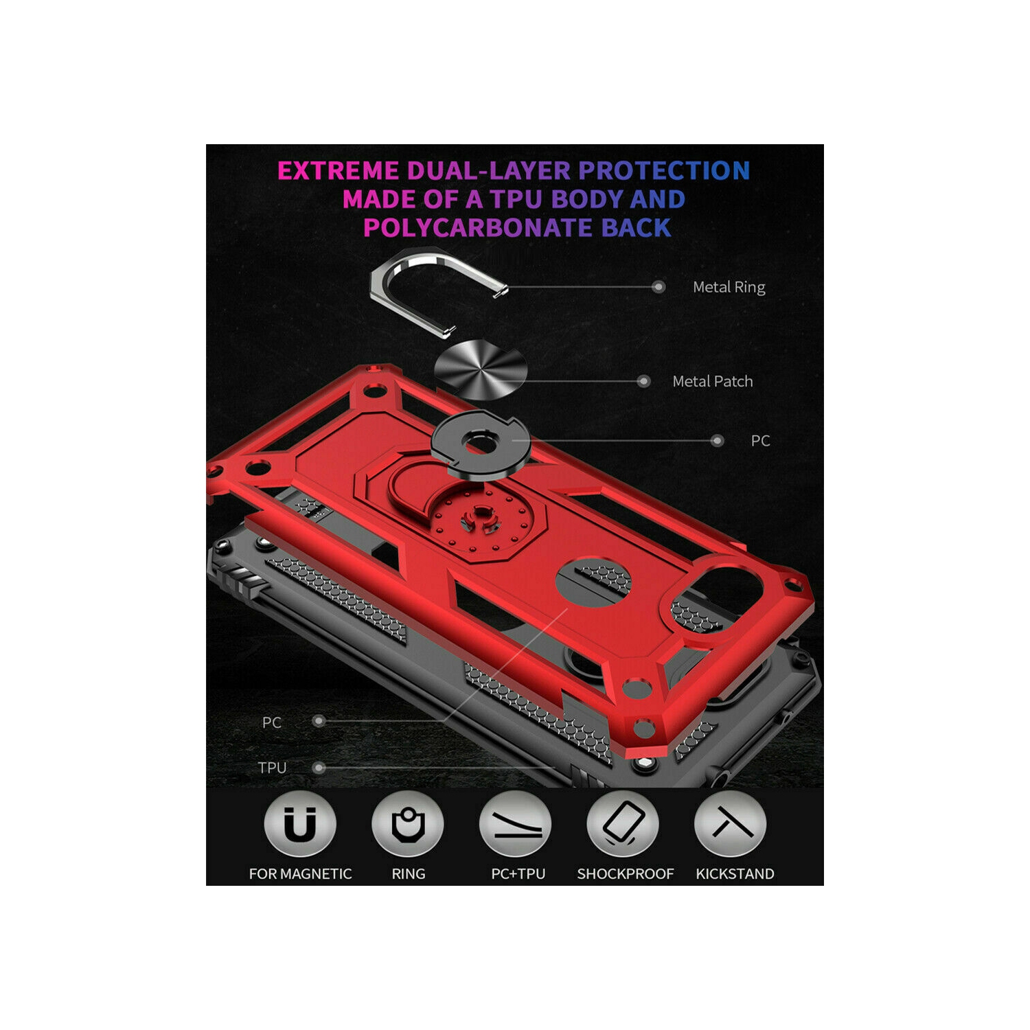 for Google Pixel 6 Case Ring Holder Magnet, Military Grade Google Pixel 6 Phone Case Shockproof Cover Black 360° Adjustable Metal Stand