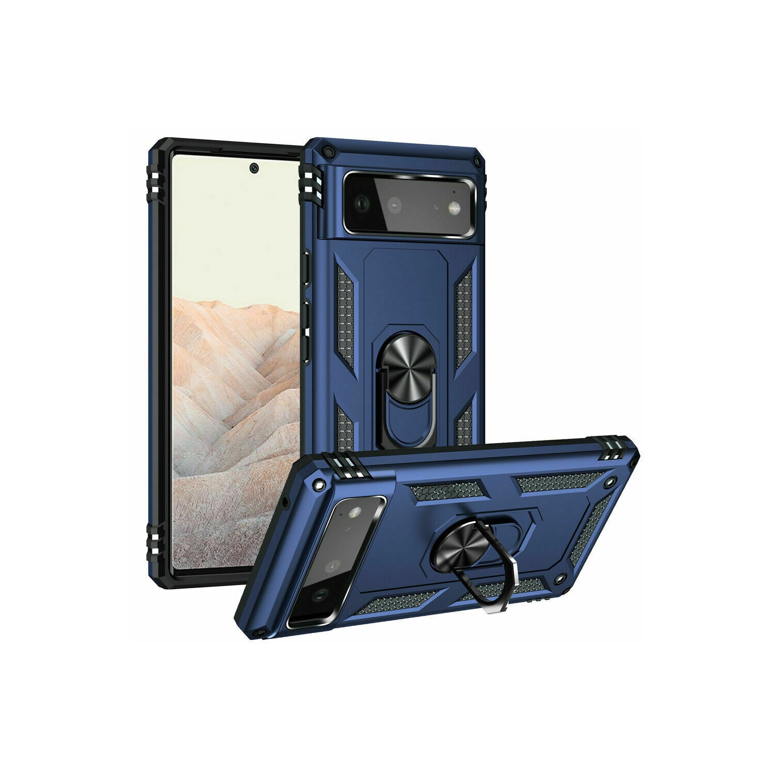 Étui-support à anneau magnétique pour Pixel 6 de Google, étui antichoc noir 360° métallique réglable pour Pixel 6 de Google