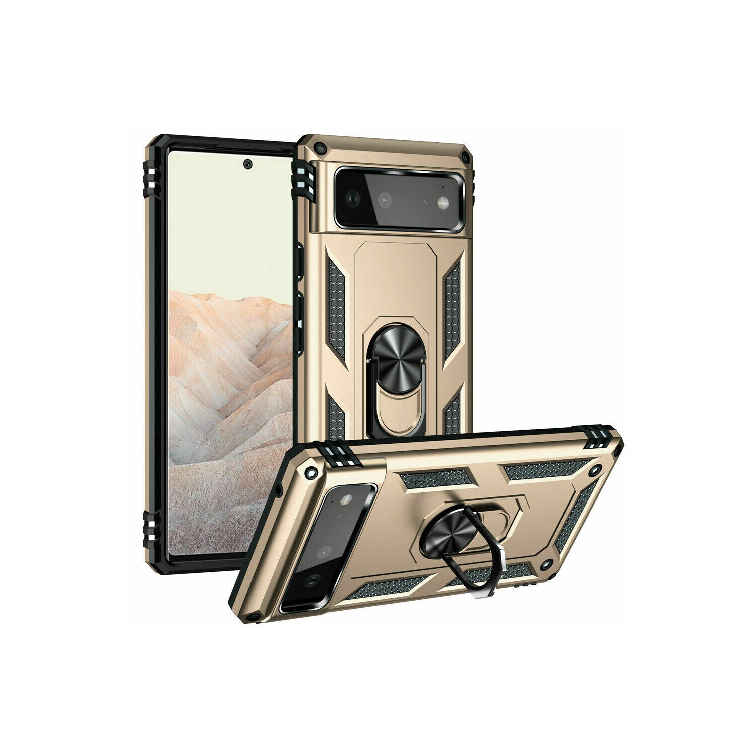 Étui magnétique à anneau pour Pixel 6 Pro de Google, étui antichoc noir 360° métal. Ajustable Pixel 6 Pro de Google, qualité militaire