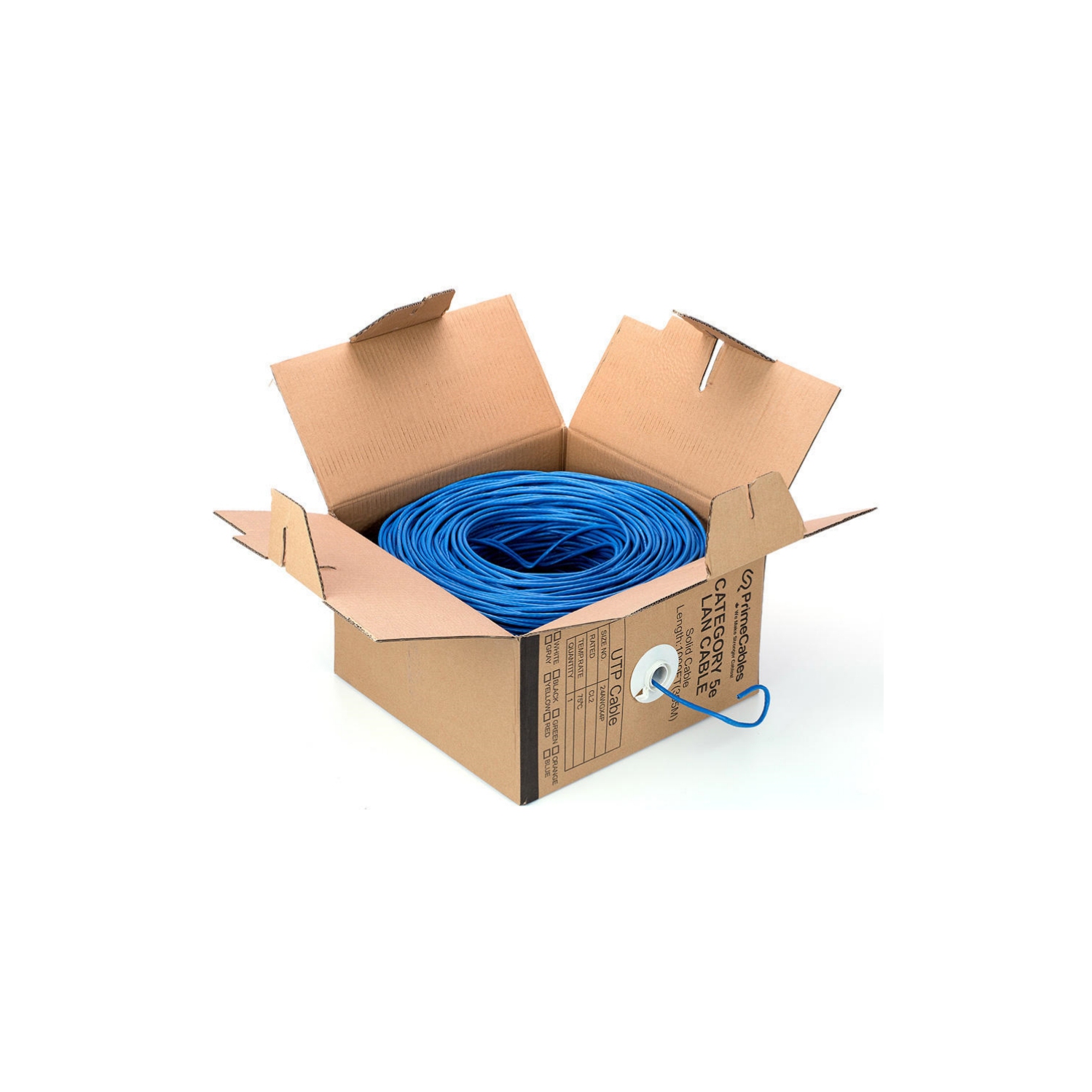 Blue – Câble Ethernet en vrac Cat5e 1000ft, 24AWG pi de câble solide UTP CCA, en vrac, conforme au mur