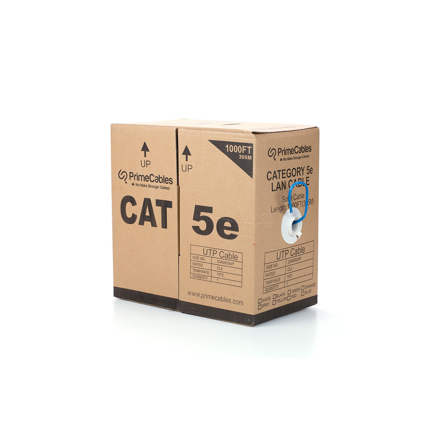 Blue – Câble Ethernet en vrac Cat5e 1000ft, 24AWG pi de câble solide UTP CCA, en vrac, conforme au mur