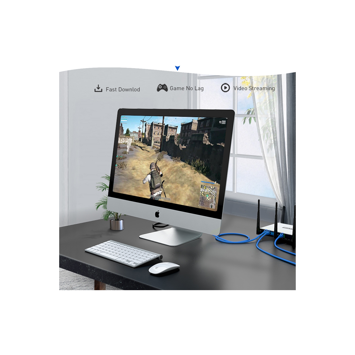 Blue – Câble Ethernet en vrac Cat5e 1000ft, 24AWG pi de câble solide UTP CCA, en vrac, conforme au mur