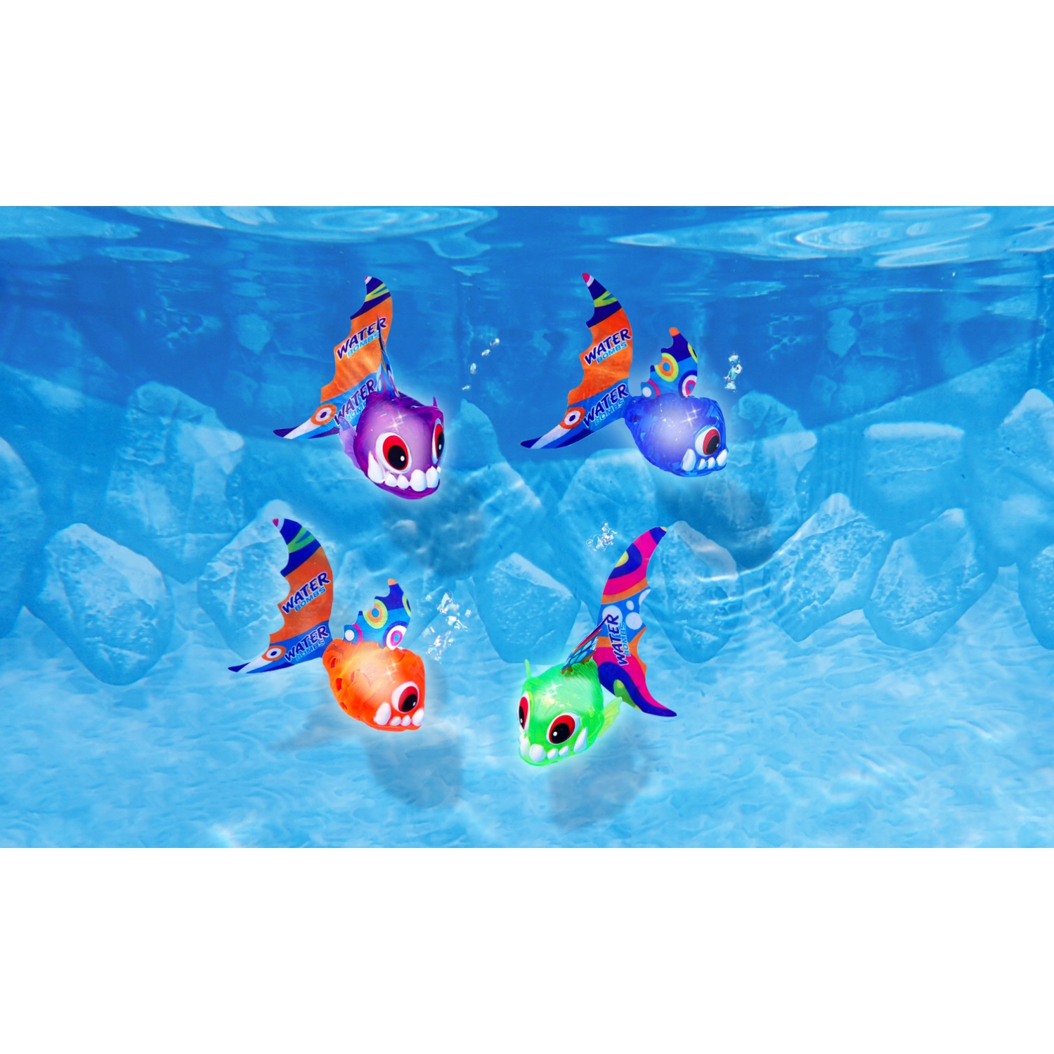 Ensemble de jeu de plongée illuminé en forme de poisson Piranha de 4 pièces