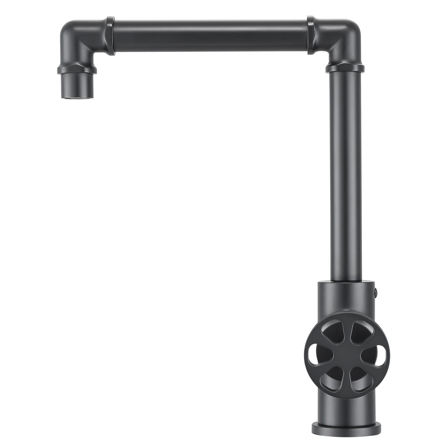 Ancona Urban Round Wheel Handle 1-Hole Bathroom Faucet in Matte Black