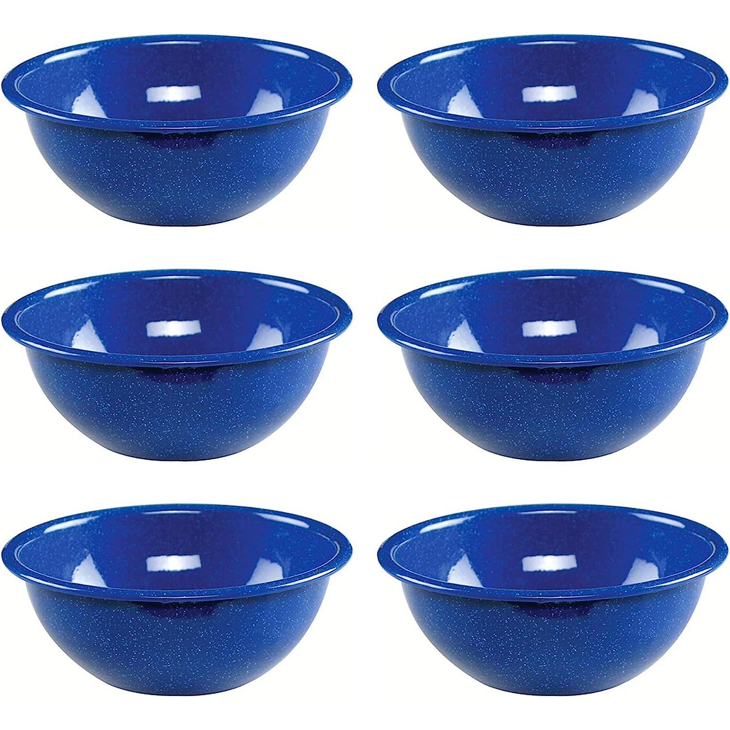 6 Pack Blue Enamel Mixing Bowl Set