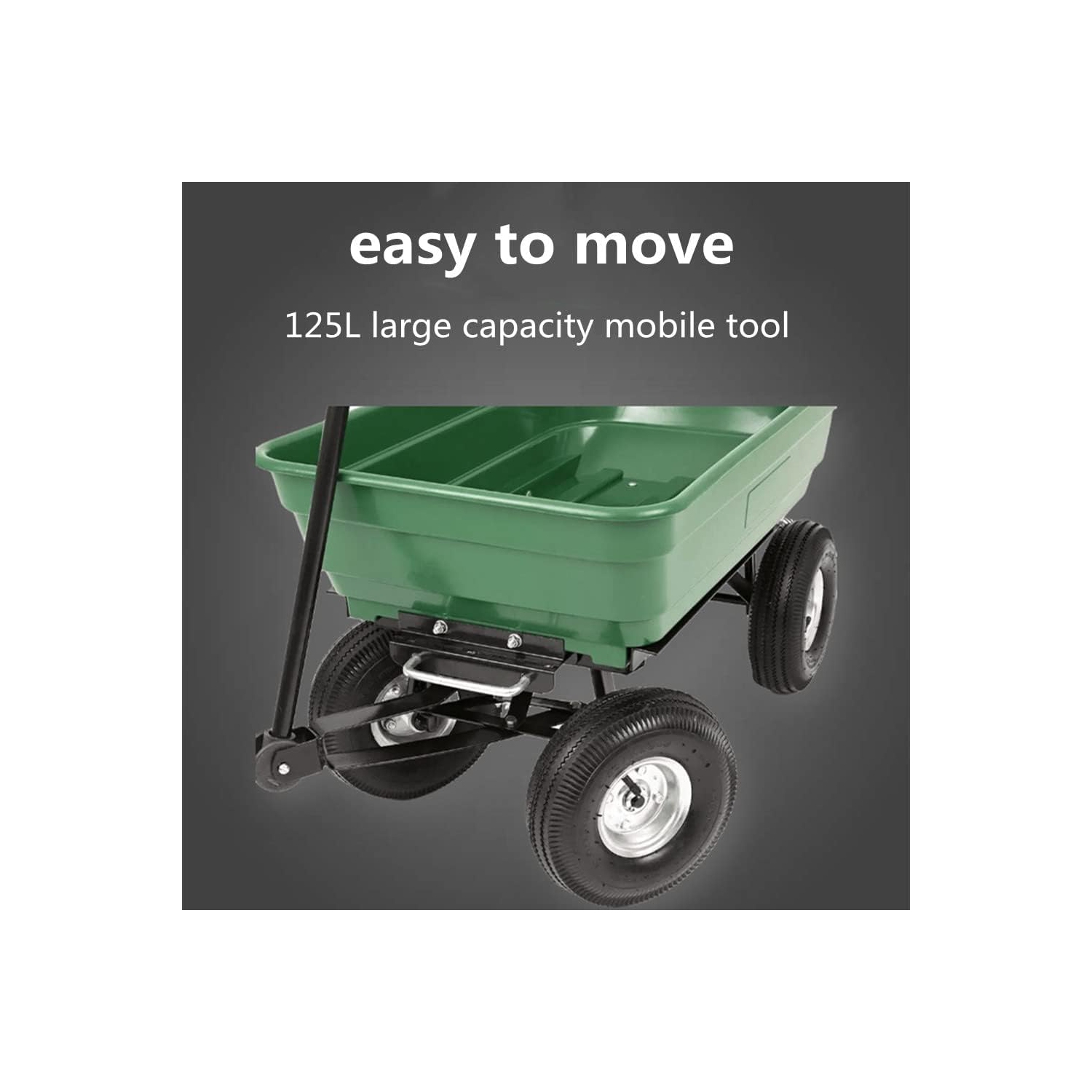 Garden Dump Cart, Garden Cart Heavy Duty Utility Lawn Yard Dump Cart with Sturdy Steel Frame and 10" Pneumatic Tires