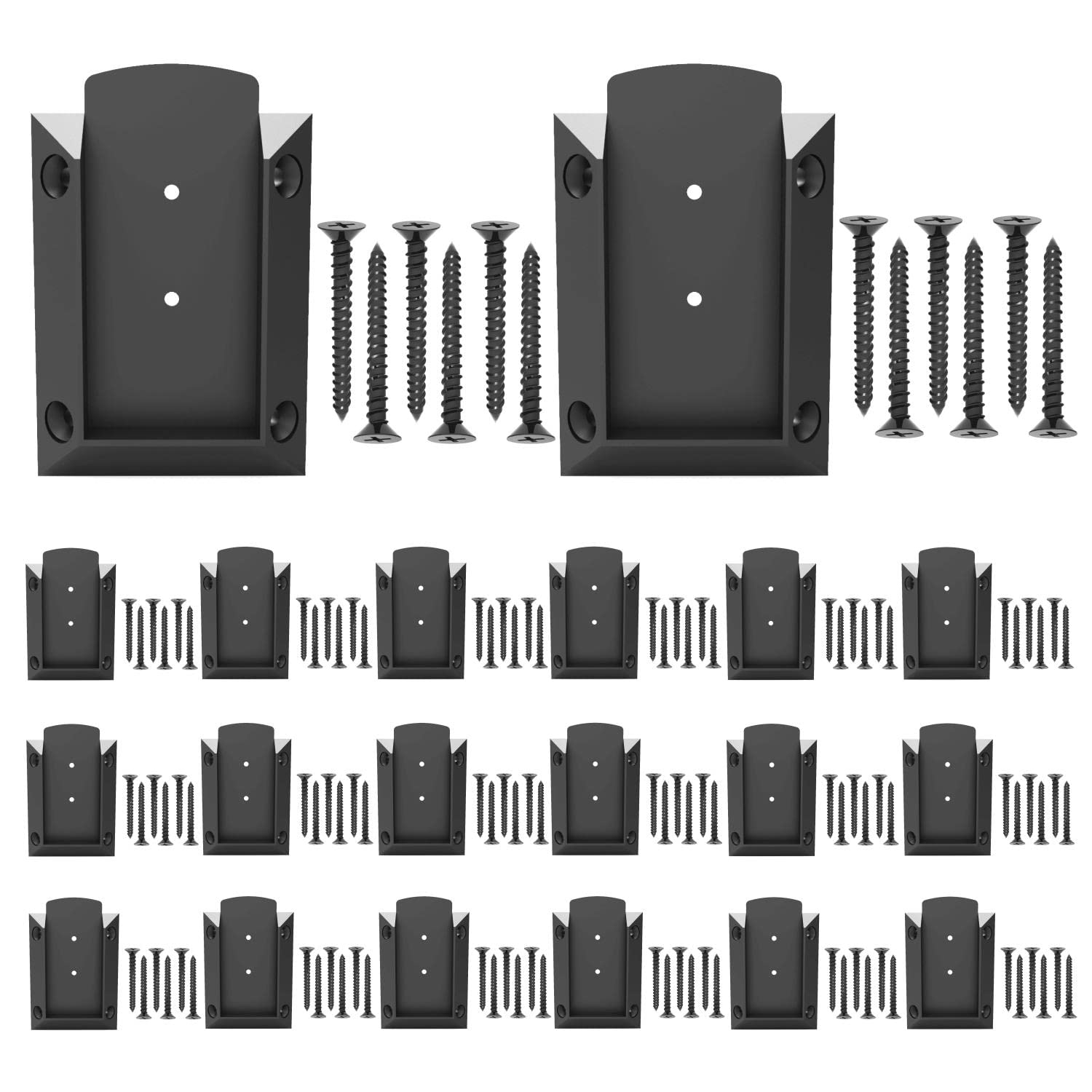 KASTFORCE 20pc Nylon Deck Railing Brackets Connectors with 120pcs Stainless Black Coating Screws for 2x4 Railing Wood Post