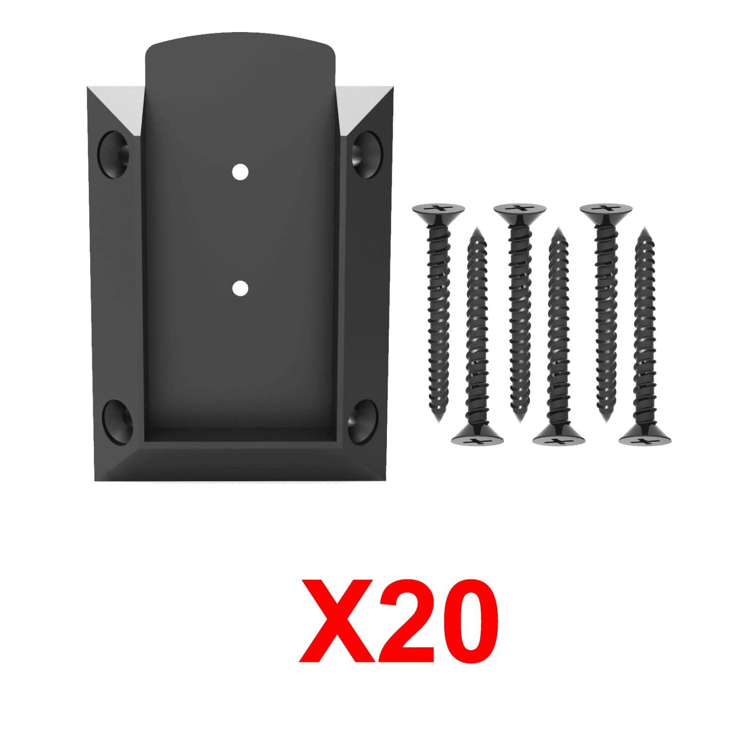 KASTFORCE 20pc Nylon Deck Railing Brackets Connectors with 120pcs Stainless Black Coating Screws for 2x4 Railing Wood Post