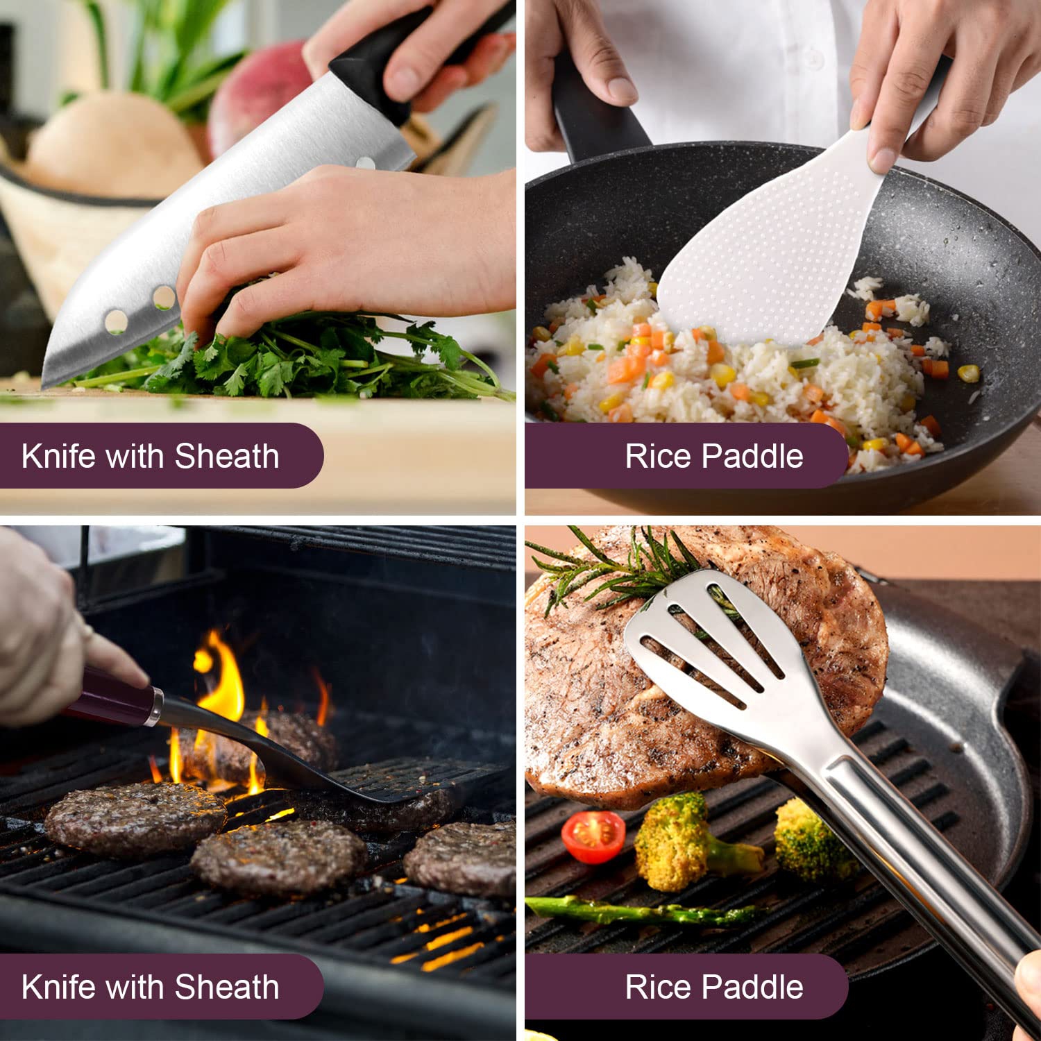 8pcs Camping Kitchen Utensil Set, Cooking Utensil Organizer with Water Resistant Case for BBQ, Travel,Camping, Hiking, Cooking and Outdoor Activities