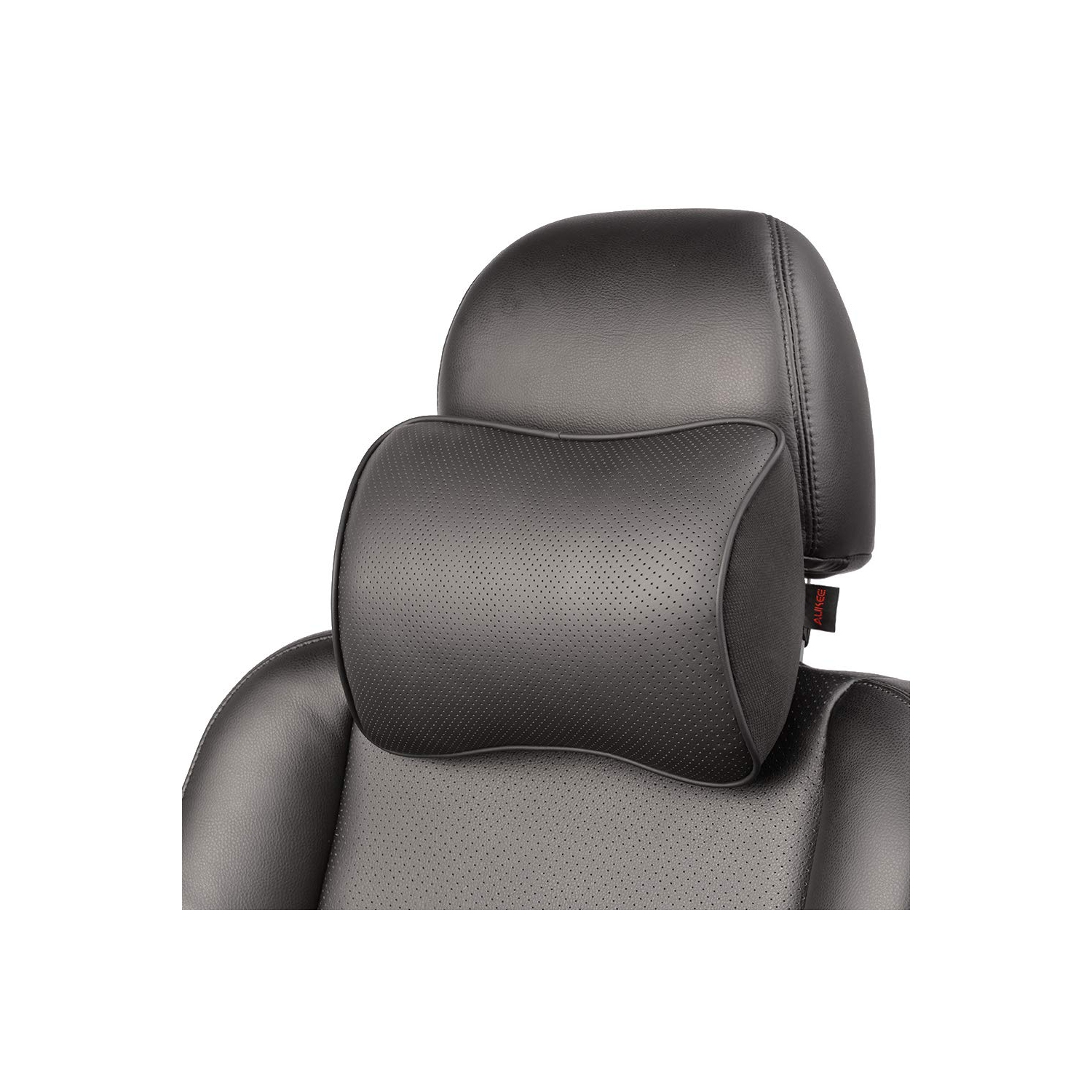 Memory Foam Car Neck Pillow Soft Leather Headrest for Driving Home Office Black