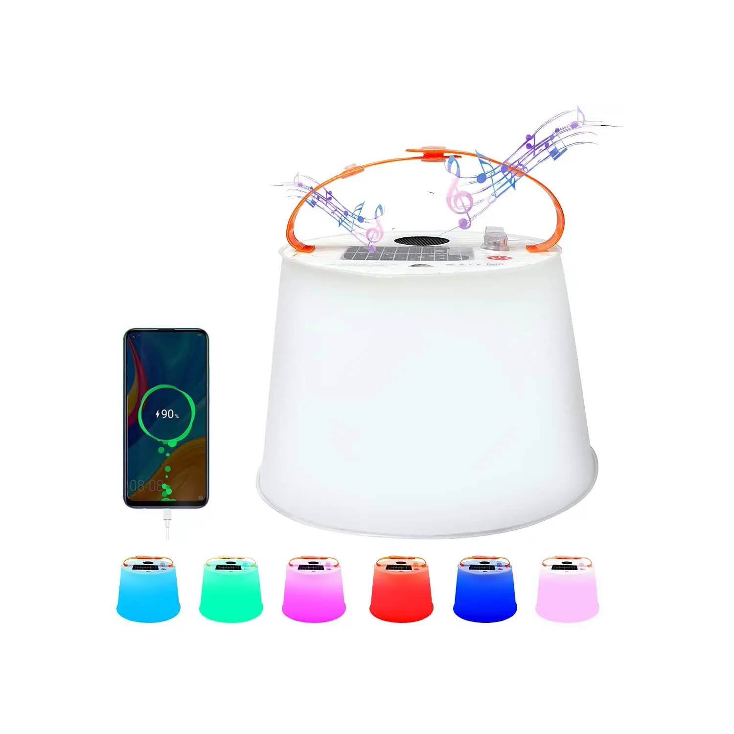 Inflatable Solar LED Camping Lantern with Speaker and Phone Charger Waterproof LED Solar Lamp for Camping Hiking USB Phone Charger Outdoor, Fishing