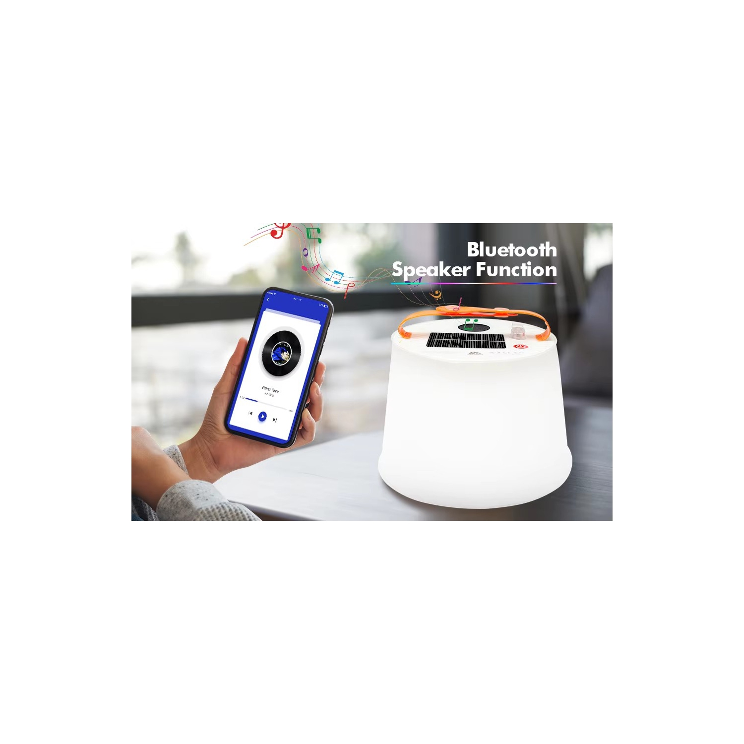 Inflatable Solar LED Camping Lantern with Speaker and Phone Charger Waterproof LED Solar Lamp for Camping Hiking USB Phone Charger Outdoor, Fishing