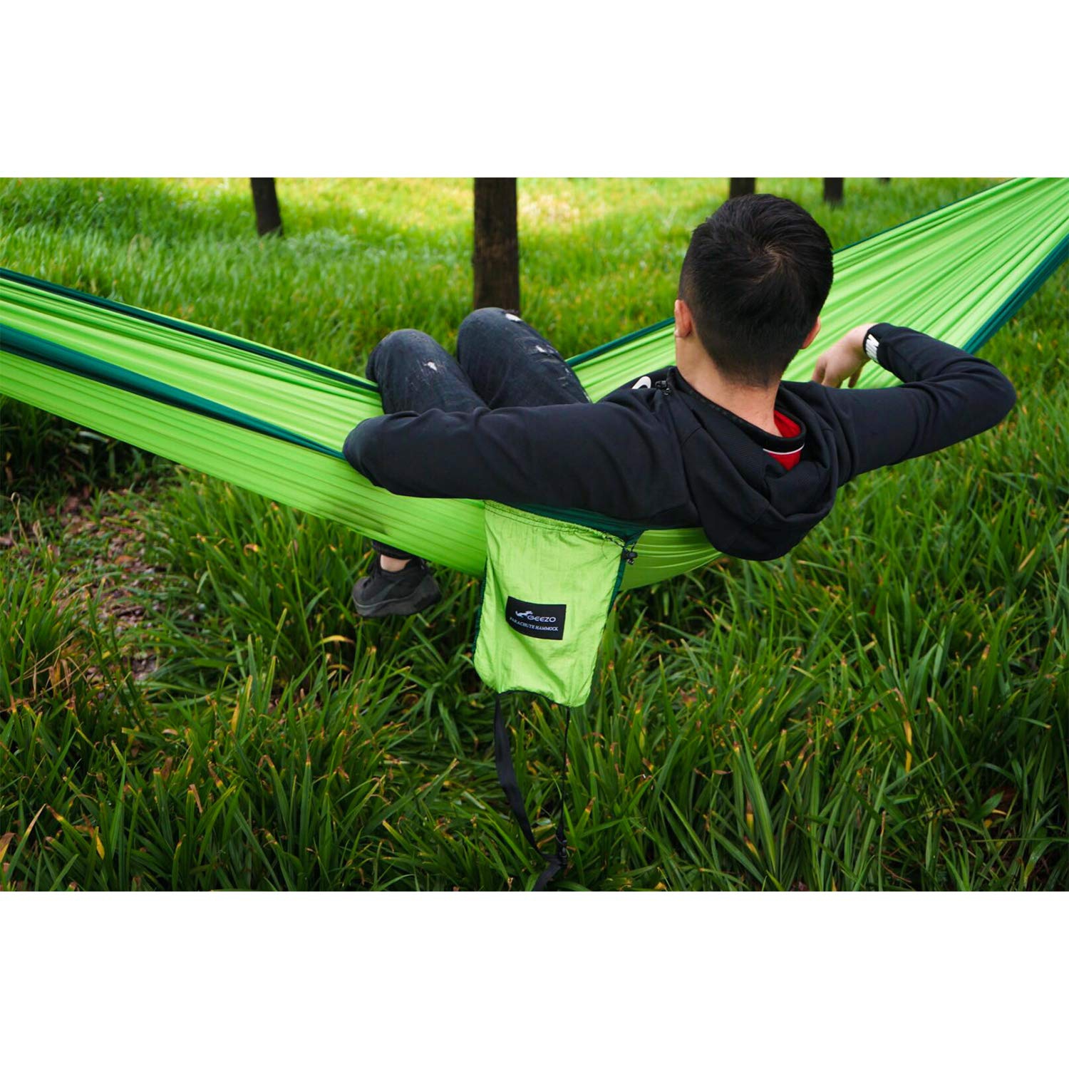 Double Camping Hammock, Lightweight Portable Parachute 500lbs Capacity Hammock for Backpacking, Camping, Travel, Beach, Garden