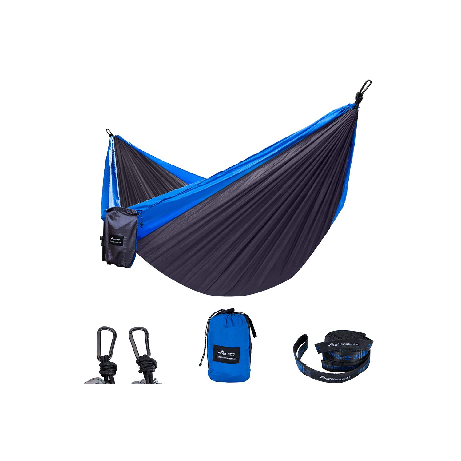 Double Camping Hammock, Lightweight Portable Parachute 500lbs Capacity Hammock for Backpacking, Camping, Travel, Beach, Garden