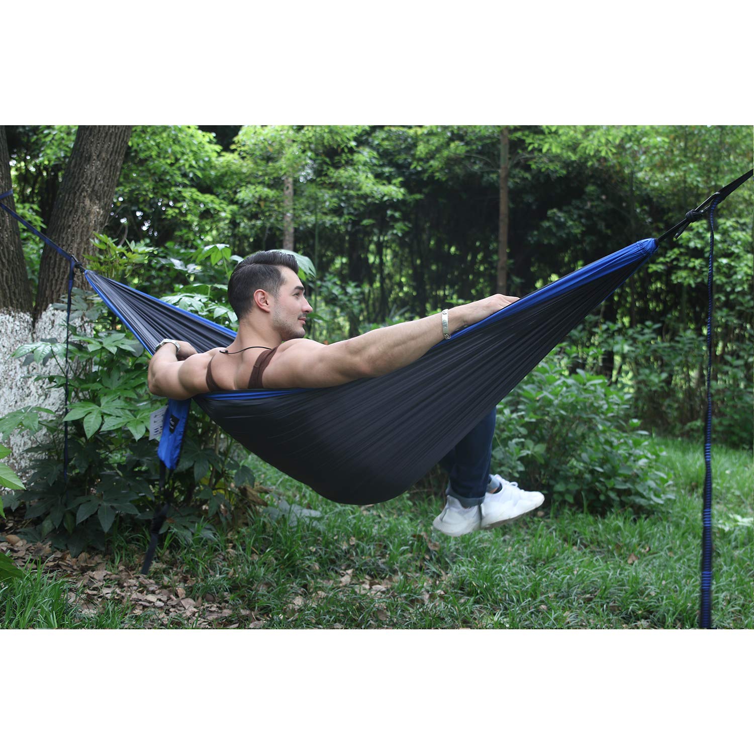 Double Camping Hammock, Lightweight Portable Parachute 500lbs Capacity Hammock for Backpacking, Camping, Travel, Beach, Garden