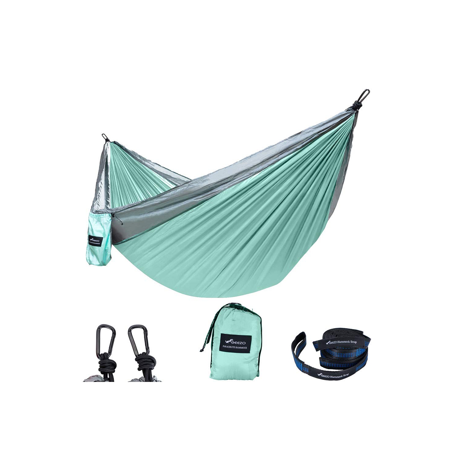 Hamac de camping double, parachute portatif léger hamac de 500lbs kg pour la randonnée, le camping, le voyage, la plage, le jardin