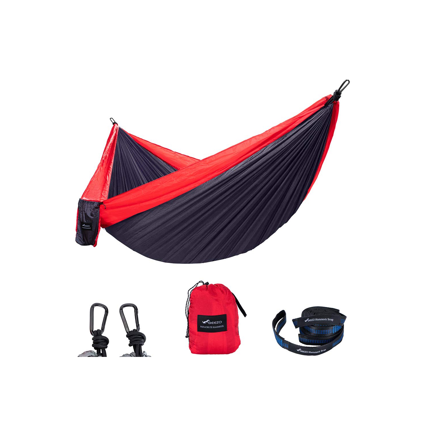 Double Camping Hammock, Lightweight Portable Parachute 500lbs Capacity Hammock for Backpacking, Camping, Travel, Beach, Garden