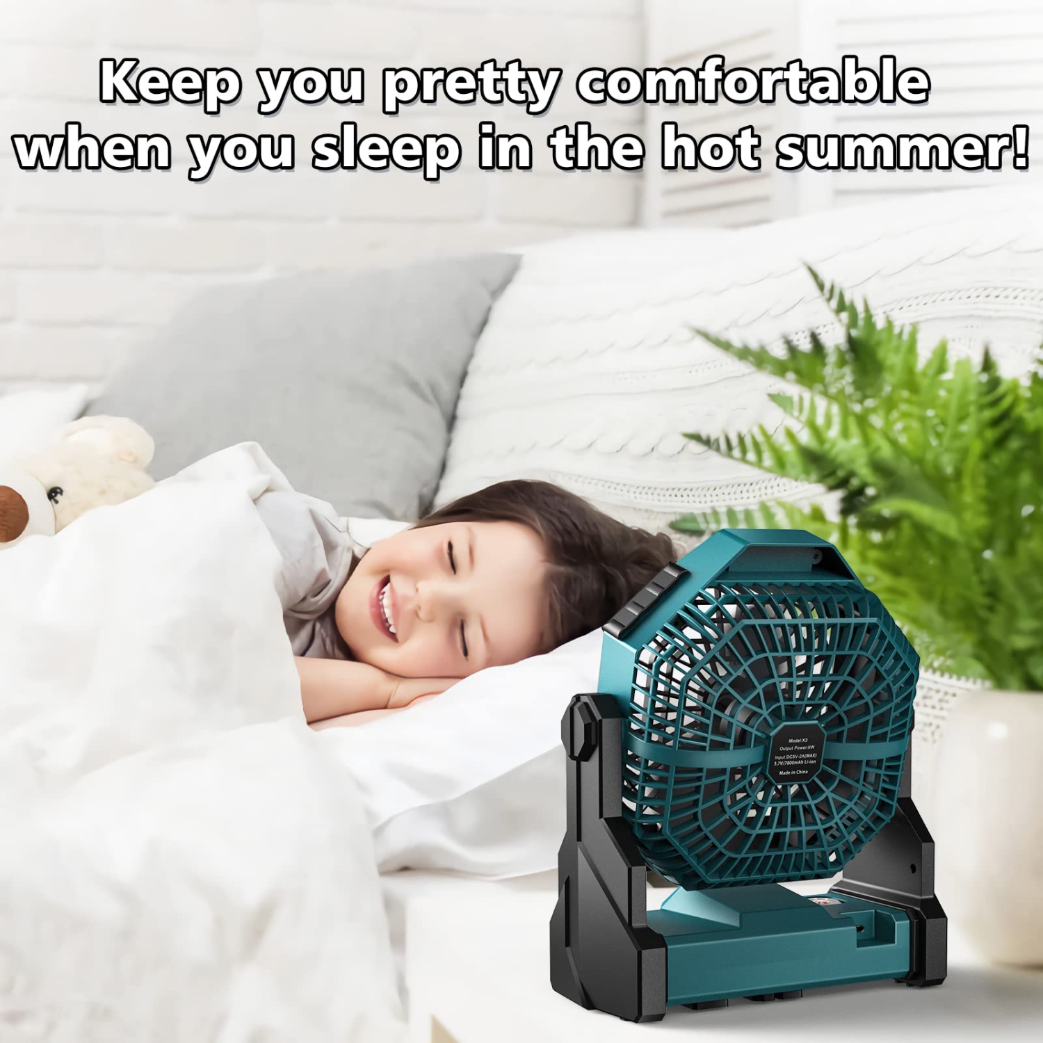 Camping Fan, Camping Fan Rechargeable with LED Lantern & Hanging Hook, Battery Operated Camping Fan for Tent, 270° Rotation, Portable USB Camping Fan