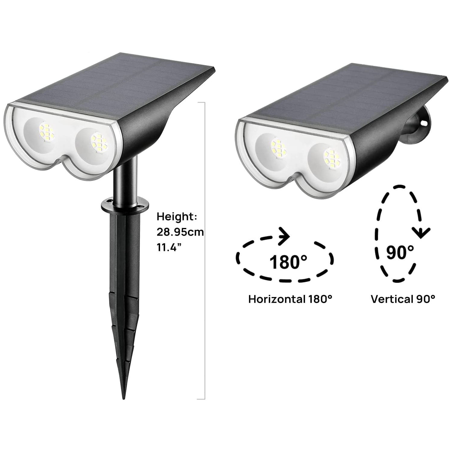 Solar Spot Lights Outdoor, IP67 Waterproof 2-in-1 Dusk-to-Dawn Solar Landscape Spotlights, Brightness 6500K Daylight, Solar Outdoor Lights for Garden