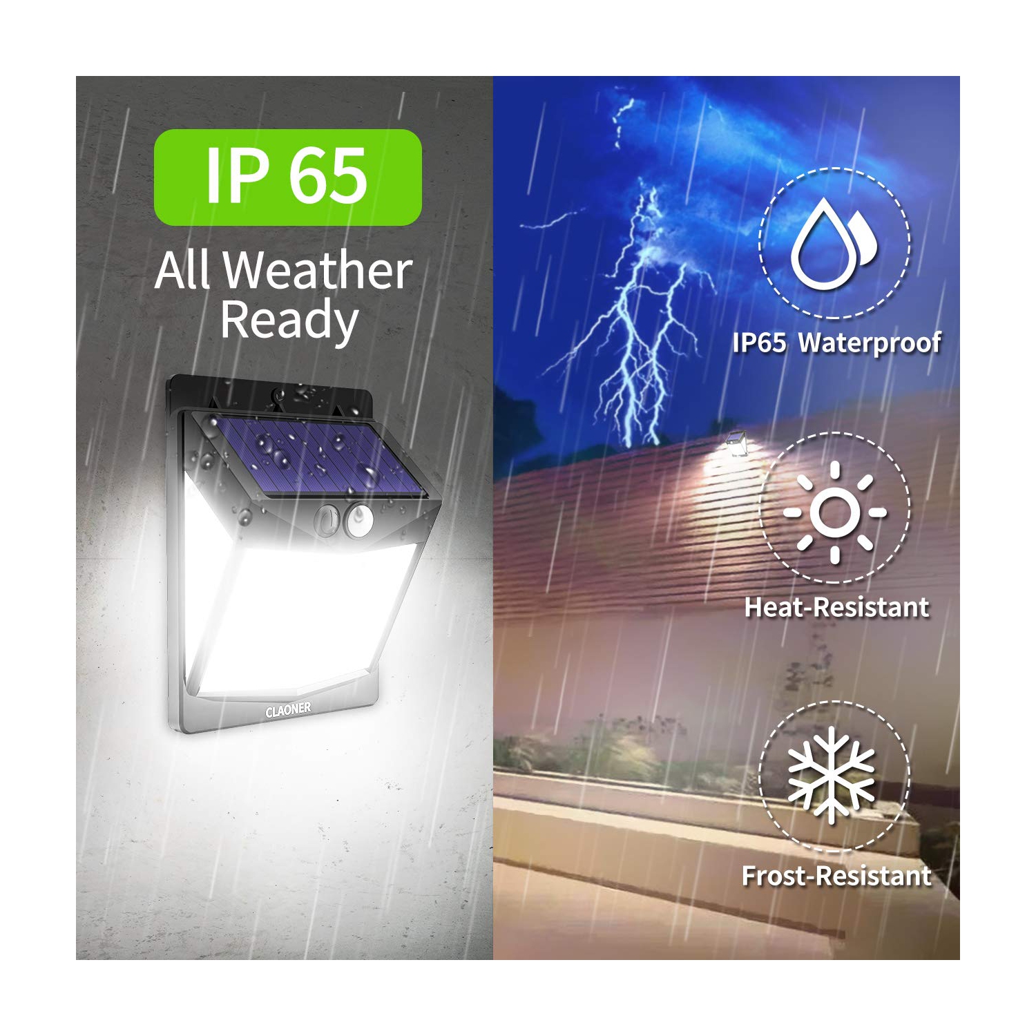 Solar Lights Outdoor Motion Sensor Lights 3 Modes, Solar Powered Security Lights with 270 Degree Wide Angle IP65 Waterproof