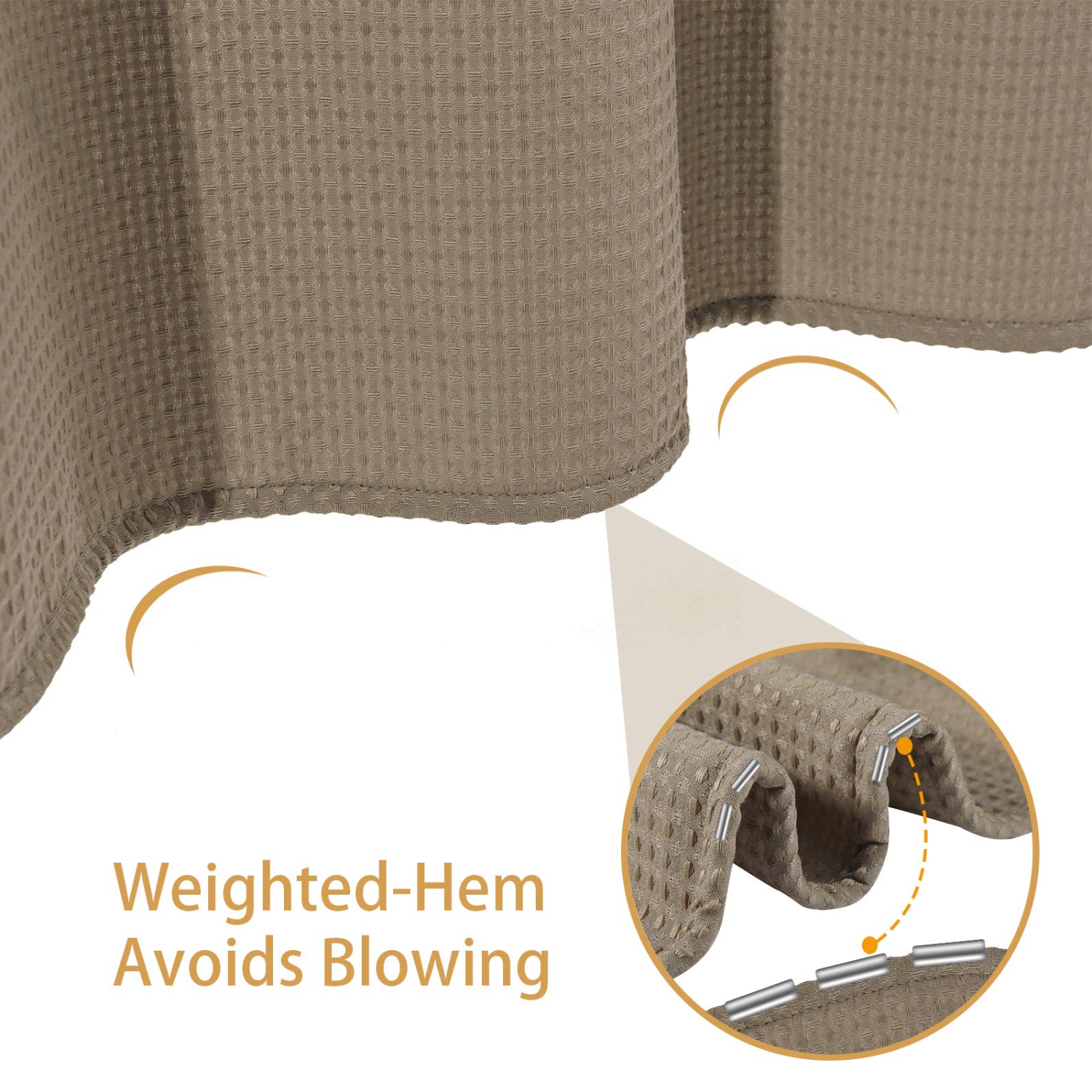 Waffle Weave Shower Curtain with Stainless Steel Hooks - 230 GSM Heavy Duty Fabric Bath Curtains, Hotel Luxury Quality, Water Resistant, Machine